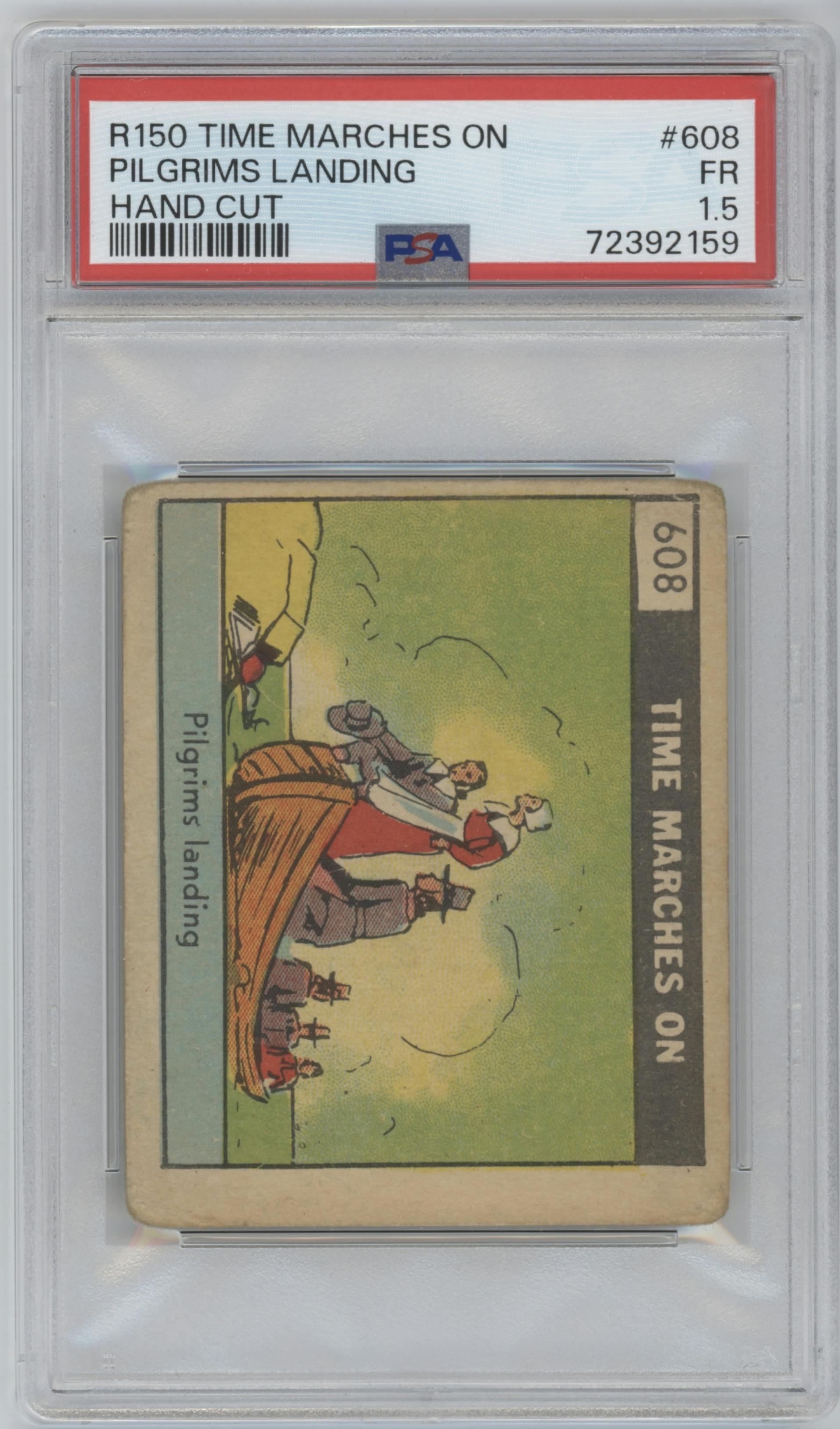 Pilgrims Landing from the 1930 Time Marches On set graded by PSA and given an overall grade of 1.5.