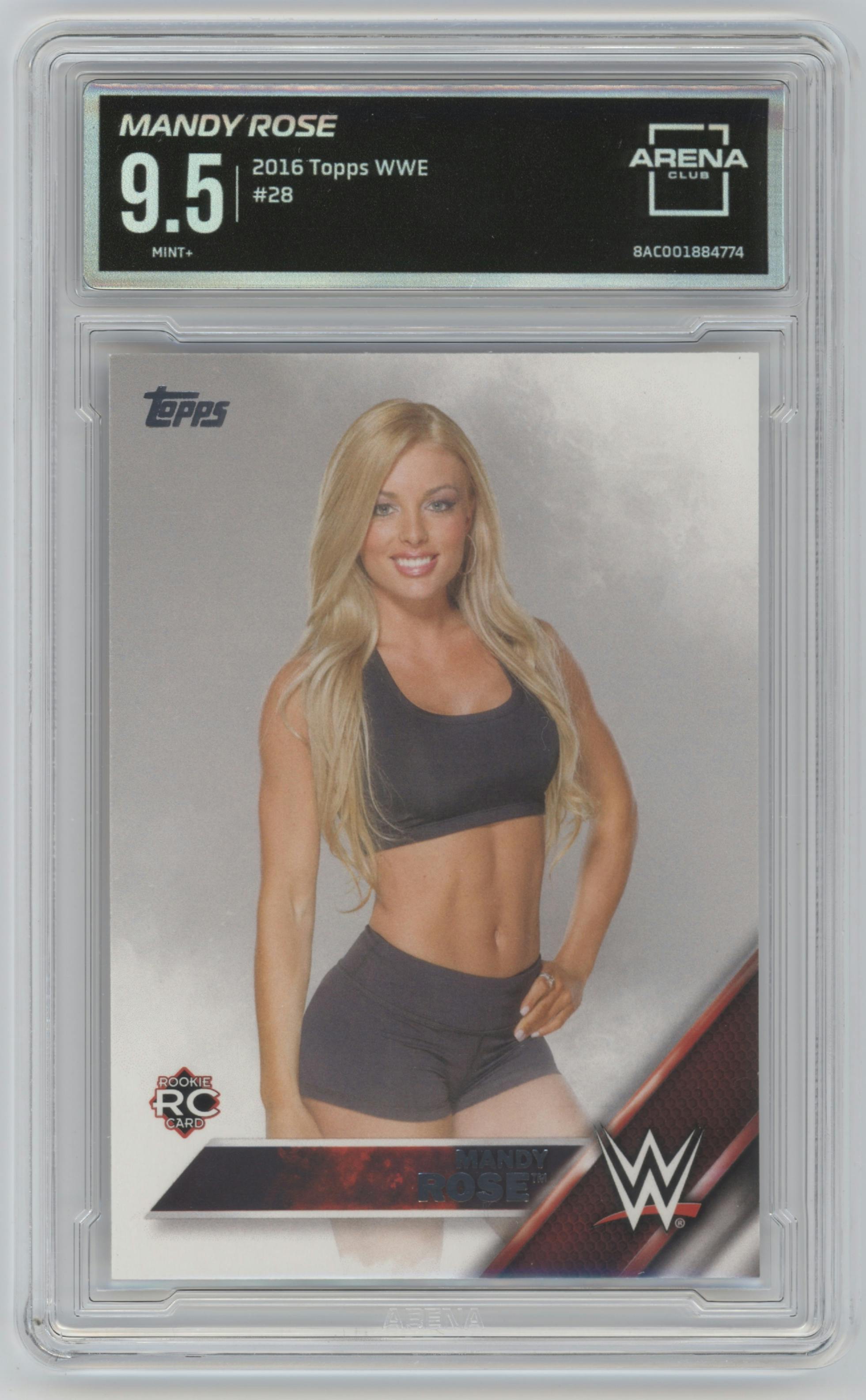 Mandy Rose from the 2016 Topps WWE Wrestling set graded by Arena Club and given an overall grade of 9.5.