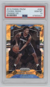 Chuma Okeke from the 2019-20 Panini Prizm set featuring a Orange Ice parallel graded by PSA and given an overall grade of 10.