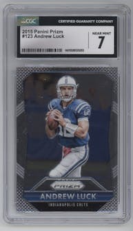 Andrew Luck from the 2015 Panini Prizm set graded by CSG and given an overall grade of 7.