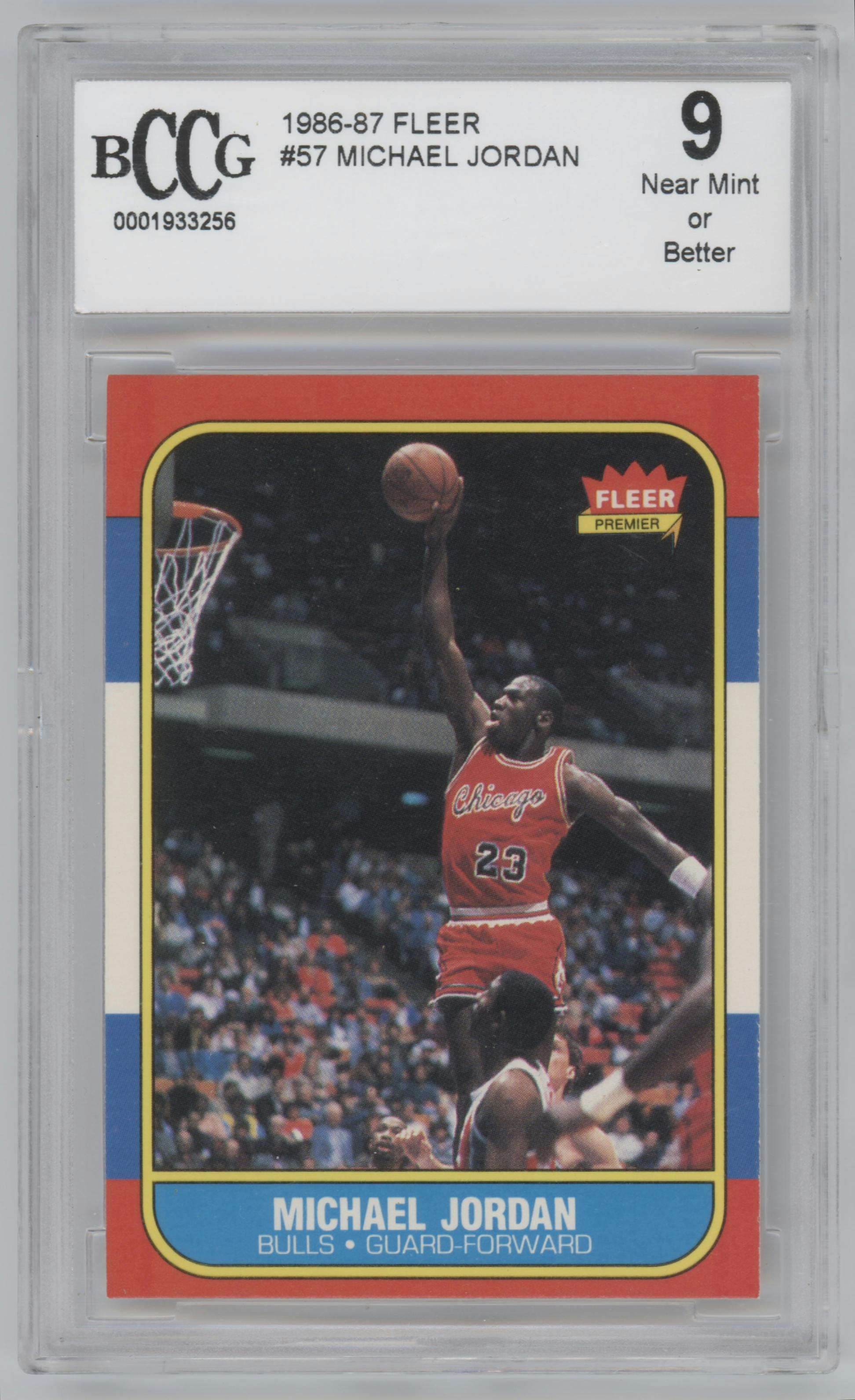 Michael Jordan from the 1986-87 Fleer set graded by Beckett and given an overall grade of 9.