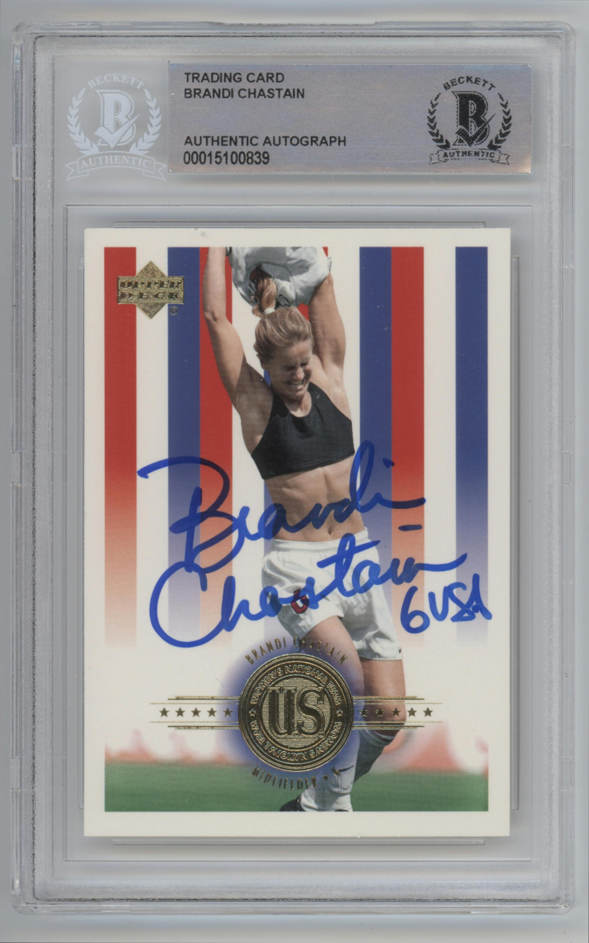 Brandi Chastain from the 2000 Upper Deck MLS set graded by Beckett.