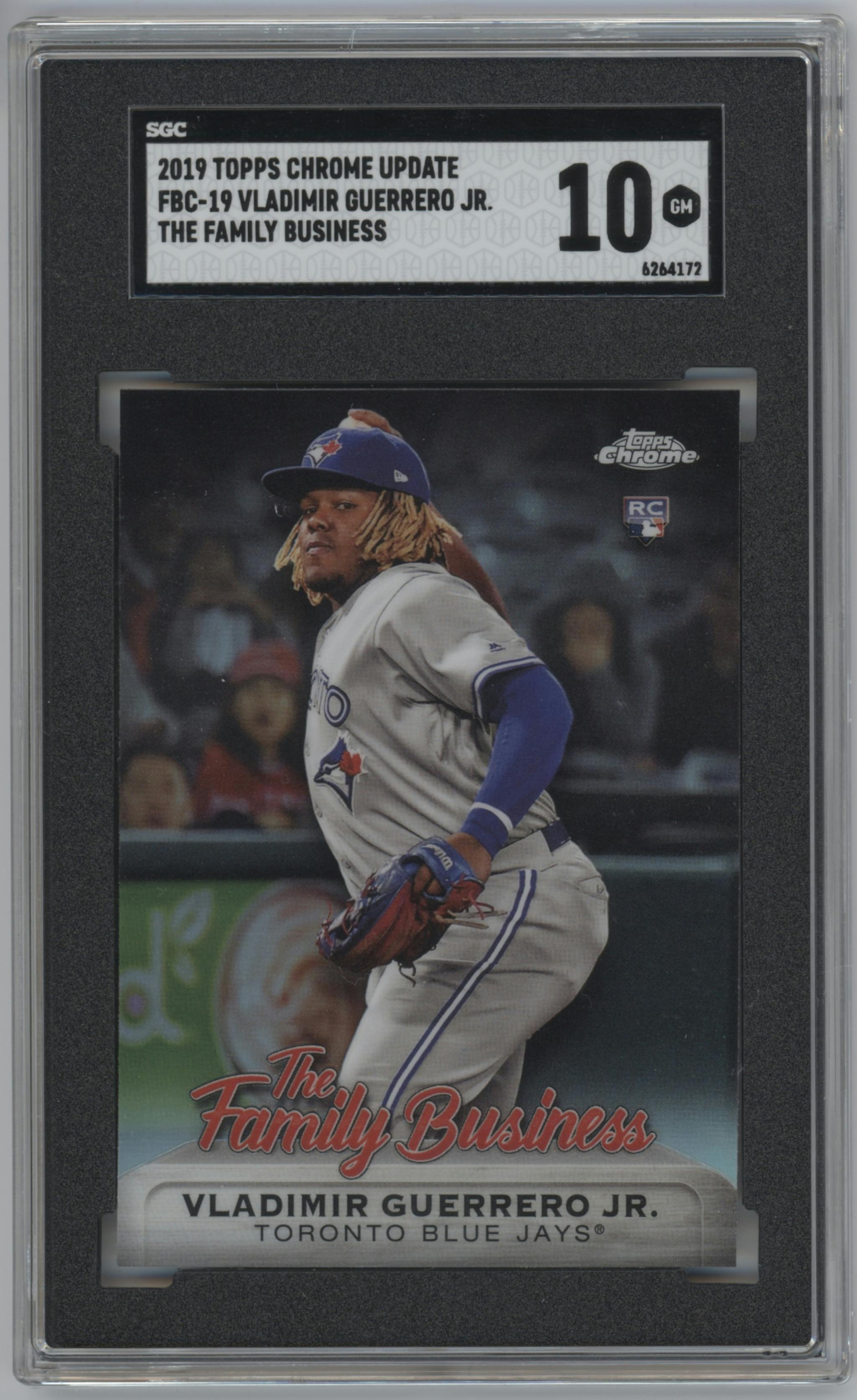 Vladimir Guerrero Jr. from the 2019 Topps Chrome Update set graded by SGC and given an overall grade of 10.