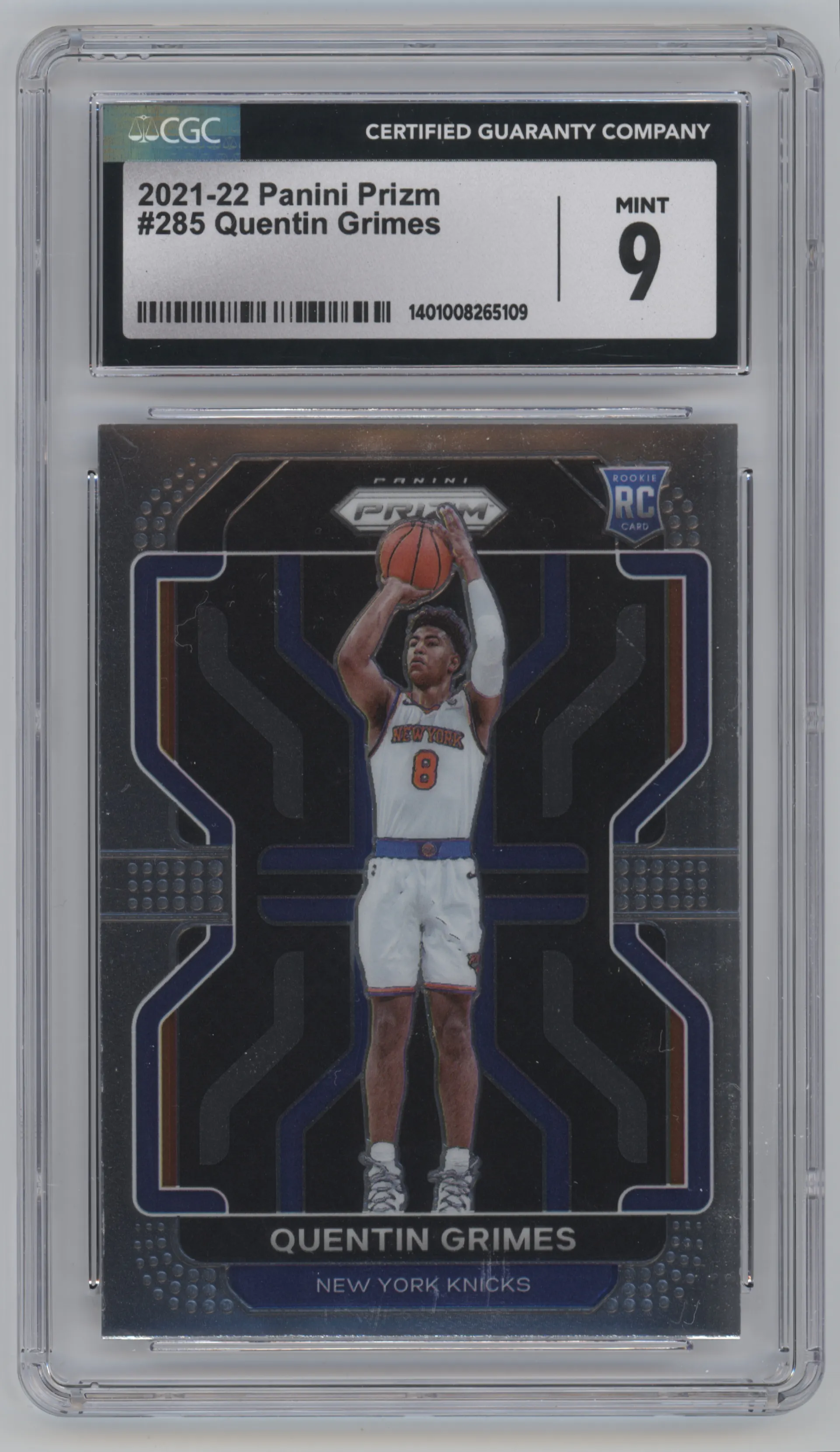 Quentin Grimes from the 2021-22 Panini Prizm  set graded by CSG and given an overall grade of 9.