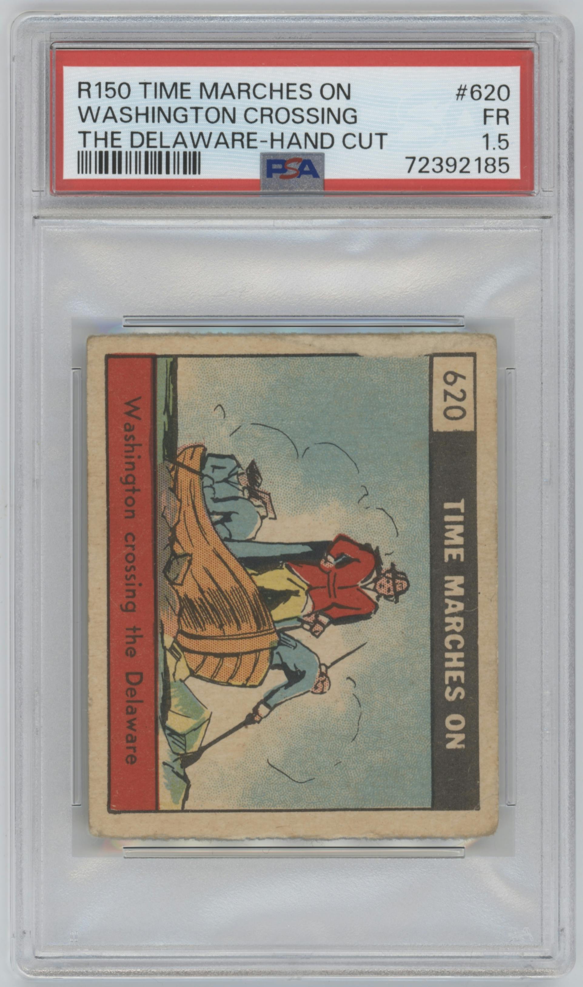 Washington crossing the Delaware from the 1930 Time Marches On set graded by PSA and given an overall grade of 1.5.