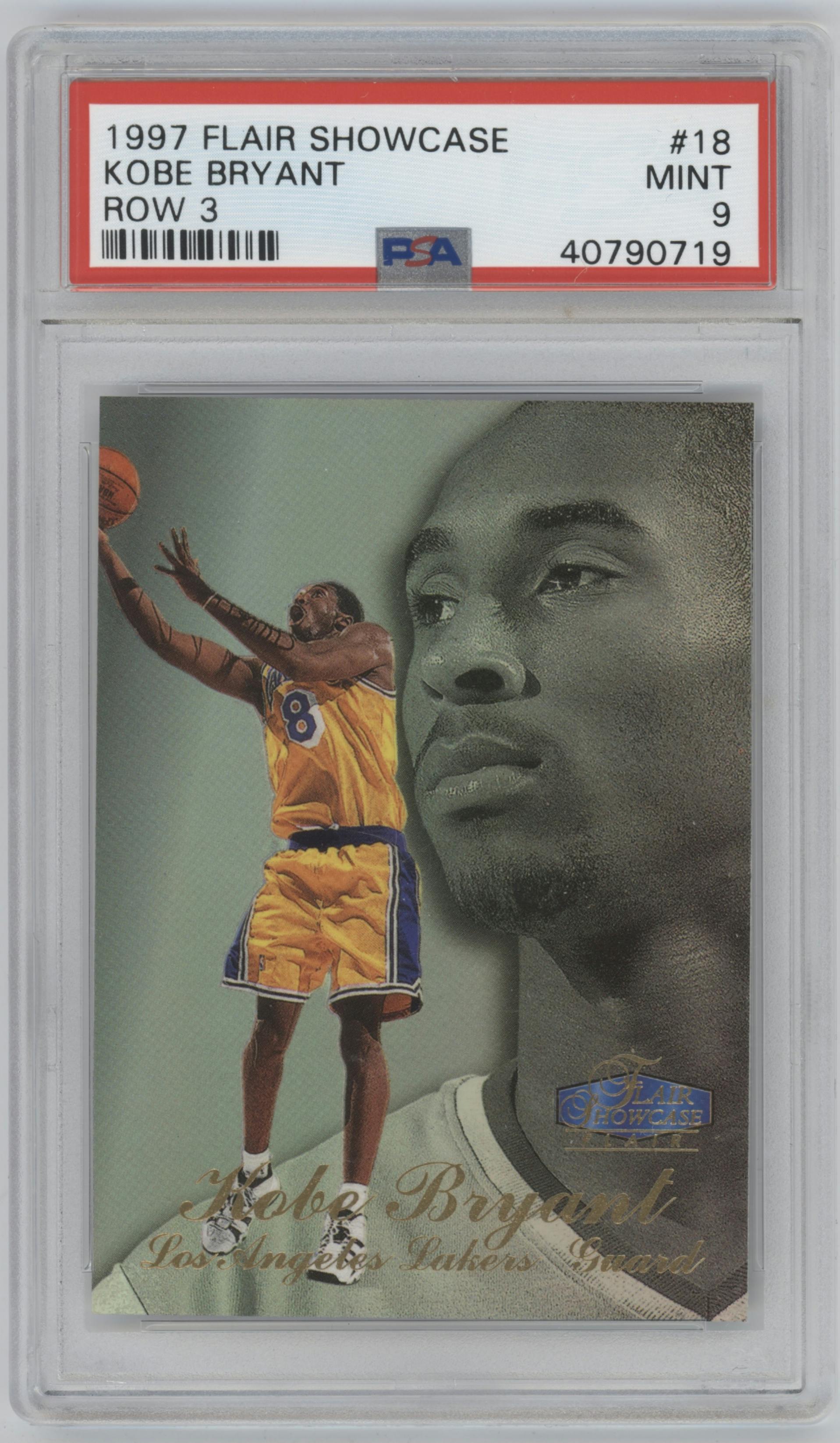 Kobe Bryant from the 1997-98 Flair Showcase set graded by PSA and given an overall grade of 9.
