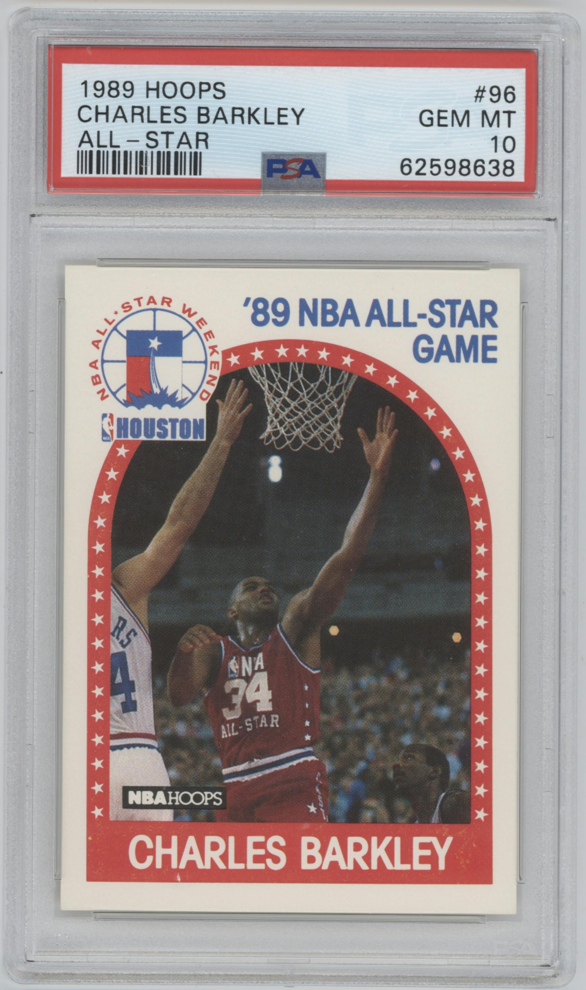 Charles Barkley from the 1989-90 NBA Hoops  set graded by PSA and given an overall grade of 10.