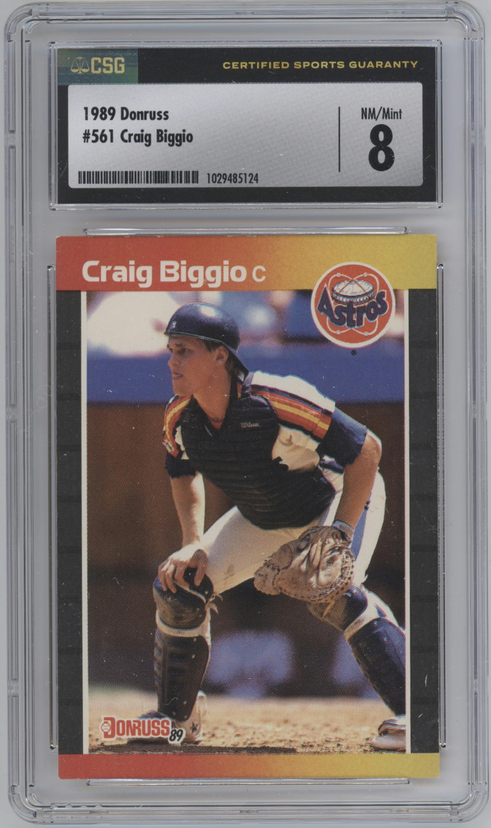 Craig Biggio from the 1989 Donruss set graded by CSG and given an overall grade of 8.