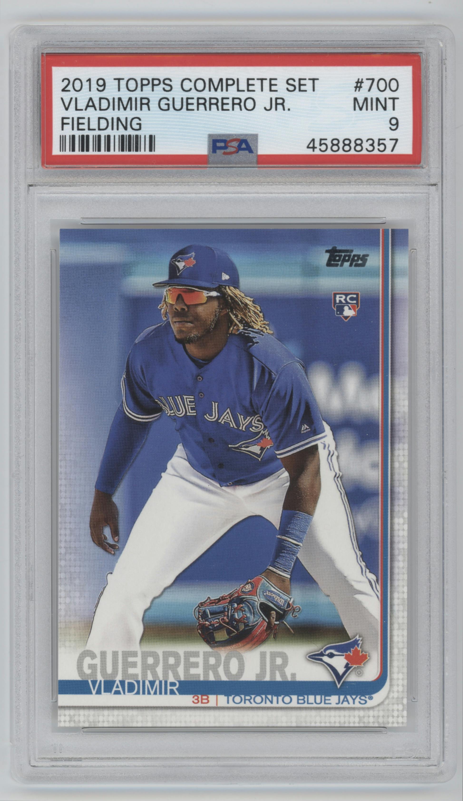 Vladimir Guerrero Jr. from the 2019 Topps Complete Set set graded by PSA and given an overall grade of 9.