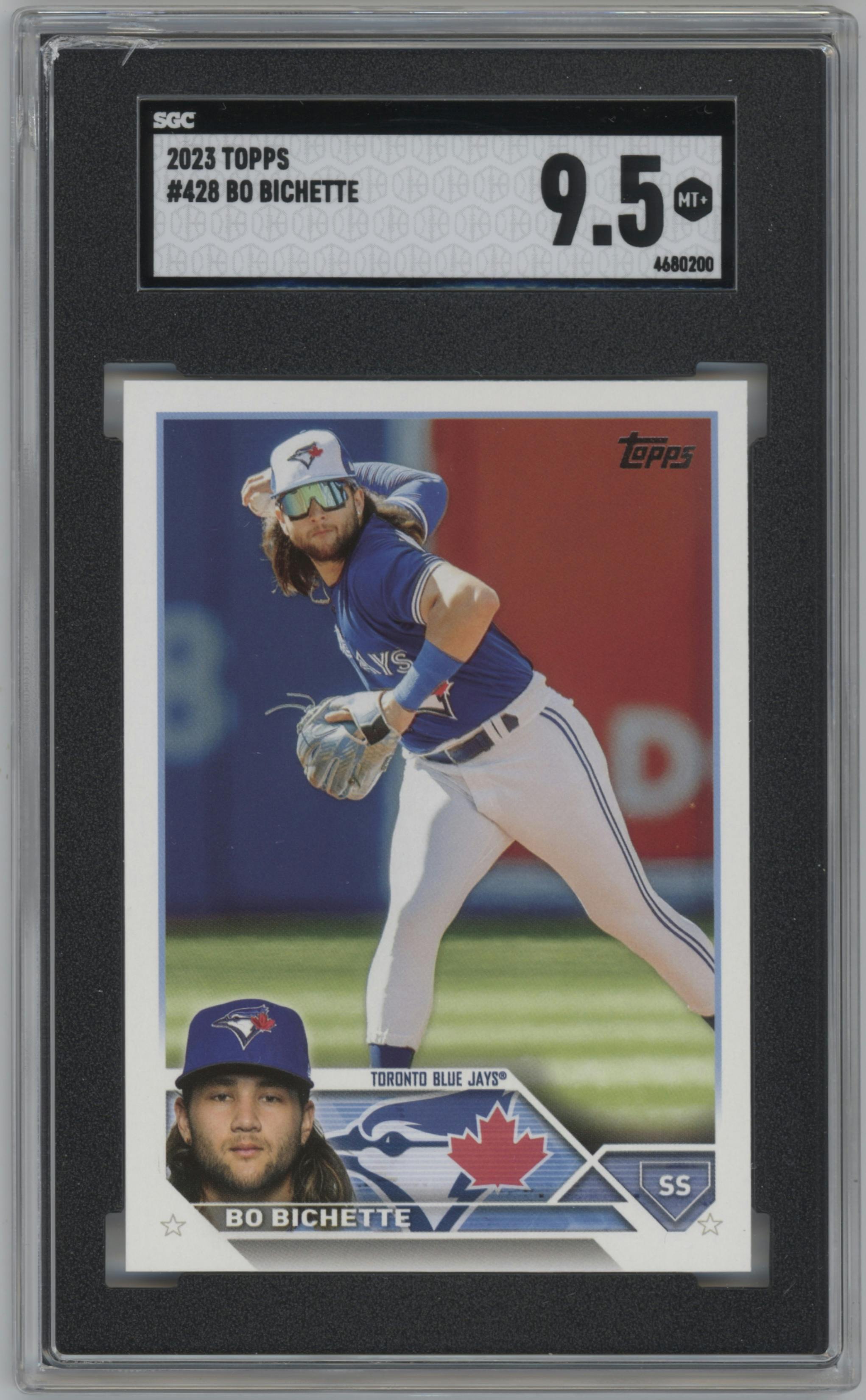 Bo Bichette from the 2023 Topps set graded by SGC and given an overall grade of 9.5.