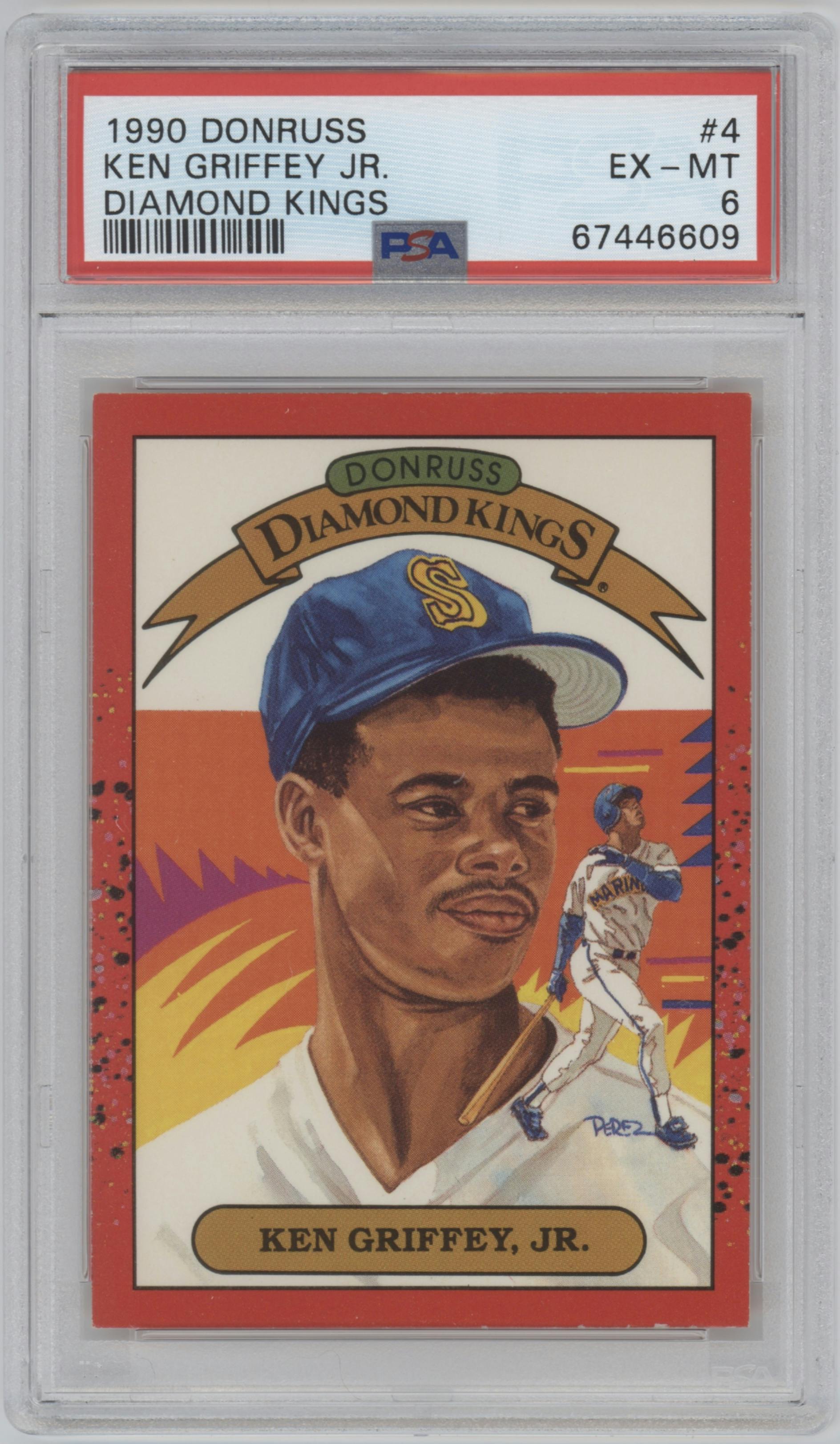 Ken Griffey Jr. from the 1990 Donruss set graded by PSA and given an overall grade of 6.