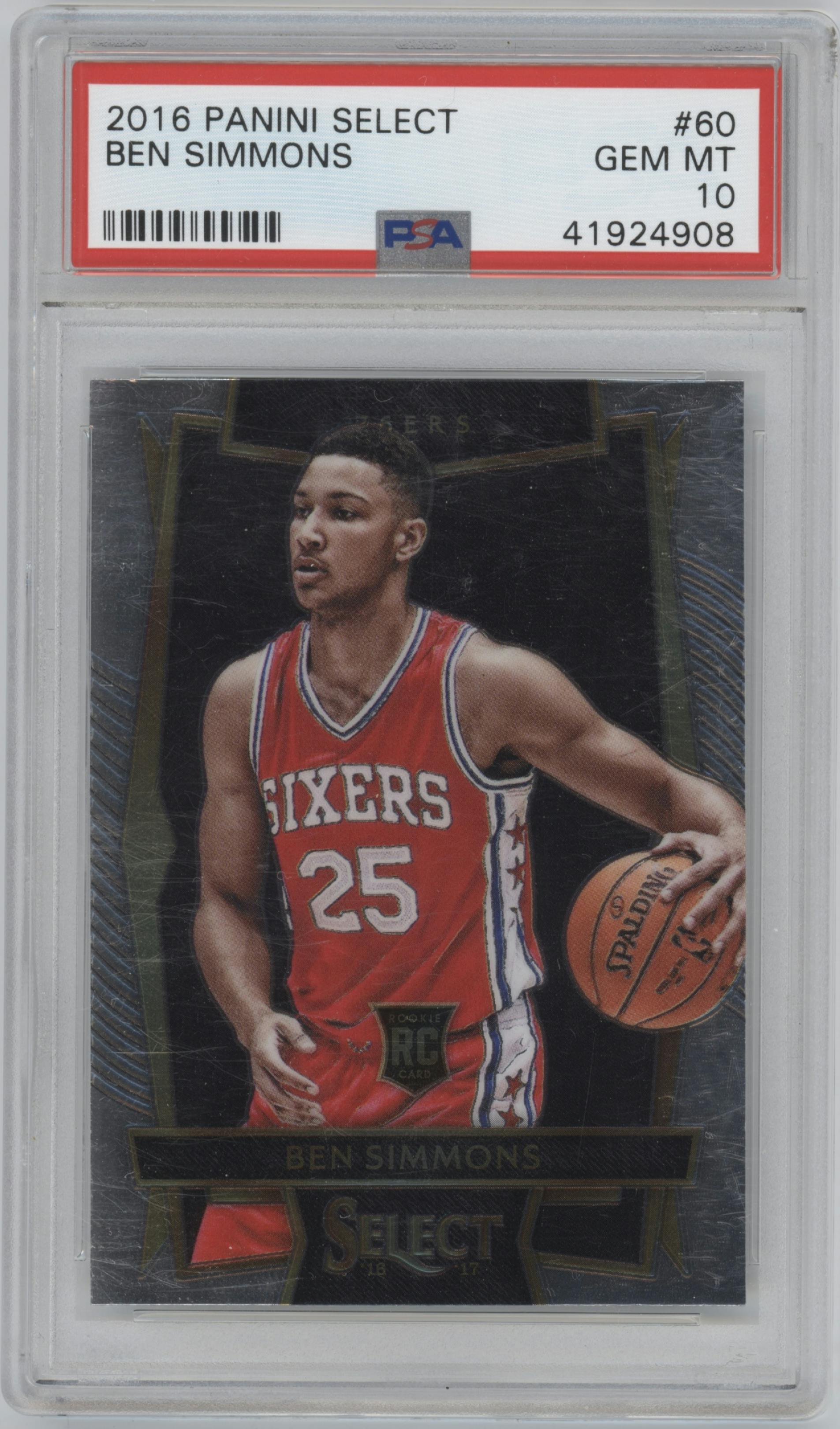 Ben Simmons from the 2016-17 Panini Select set graded by PSA and given an overall grade of 10.