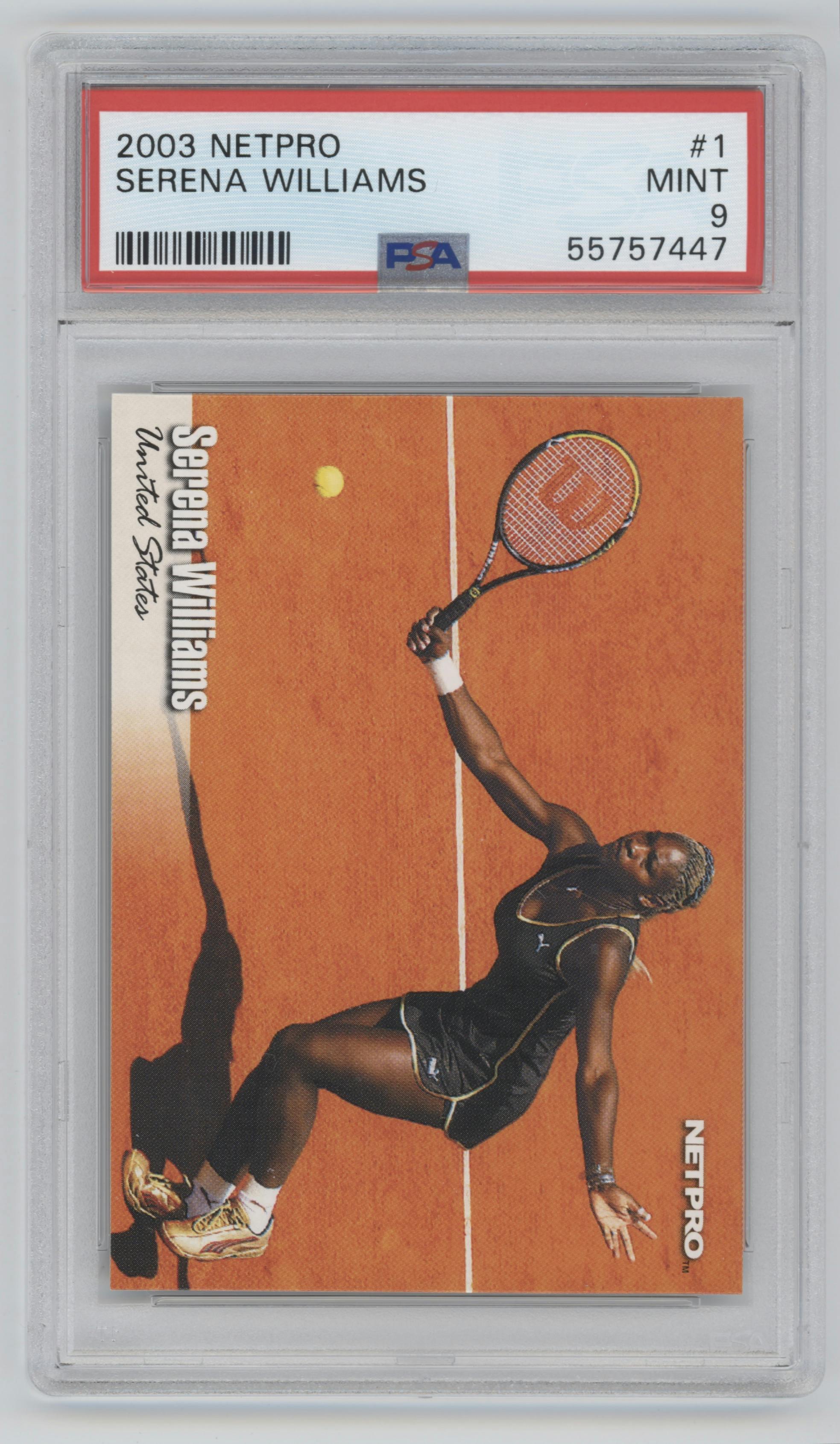 Serena Williams from the 2003 Netpro set graded by PSA and given an overall grade of 9.