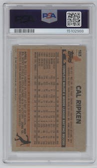 Cal Ripken  from the 1983 Topps set graded by PSA and given an overall grade of 8.
