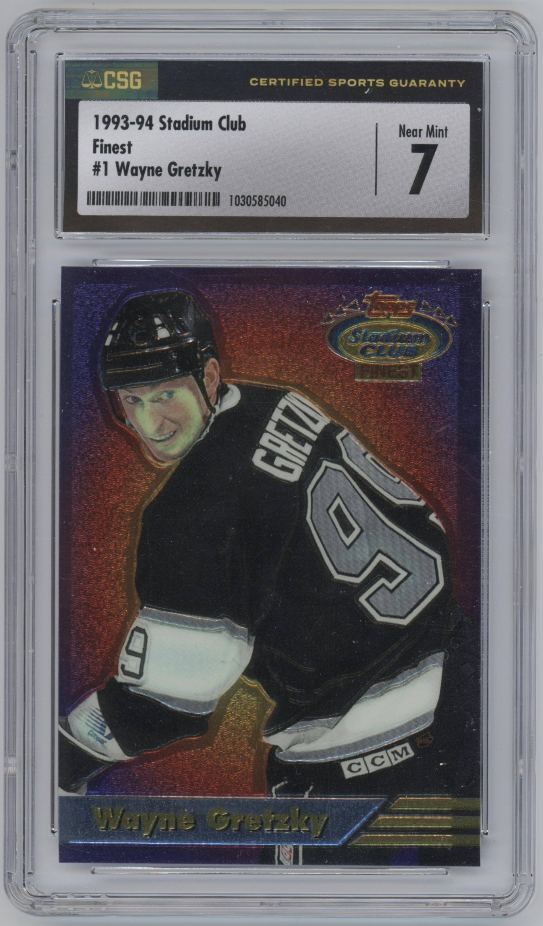 Wayne Gretzky from the 1993-94 Stadium Club  set graded by CSG and given an overall grade of 7.