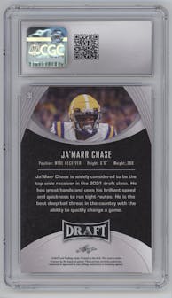 Ja’Marr Chase from the 2021 Leaf Draft set featuring a Gold parallel graded by CSG and given an overall grade of 8.