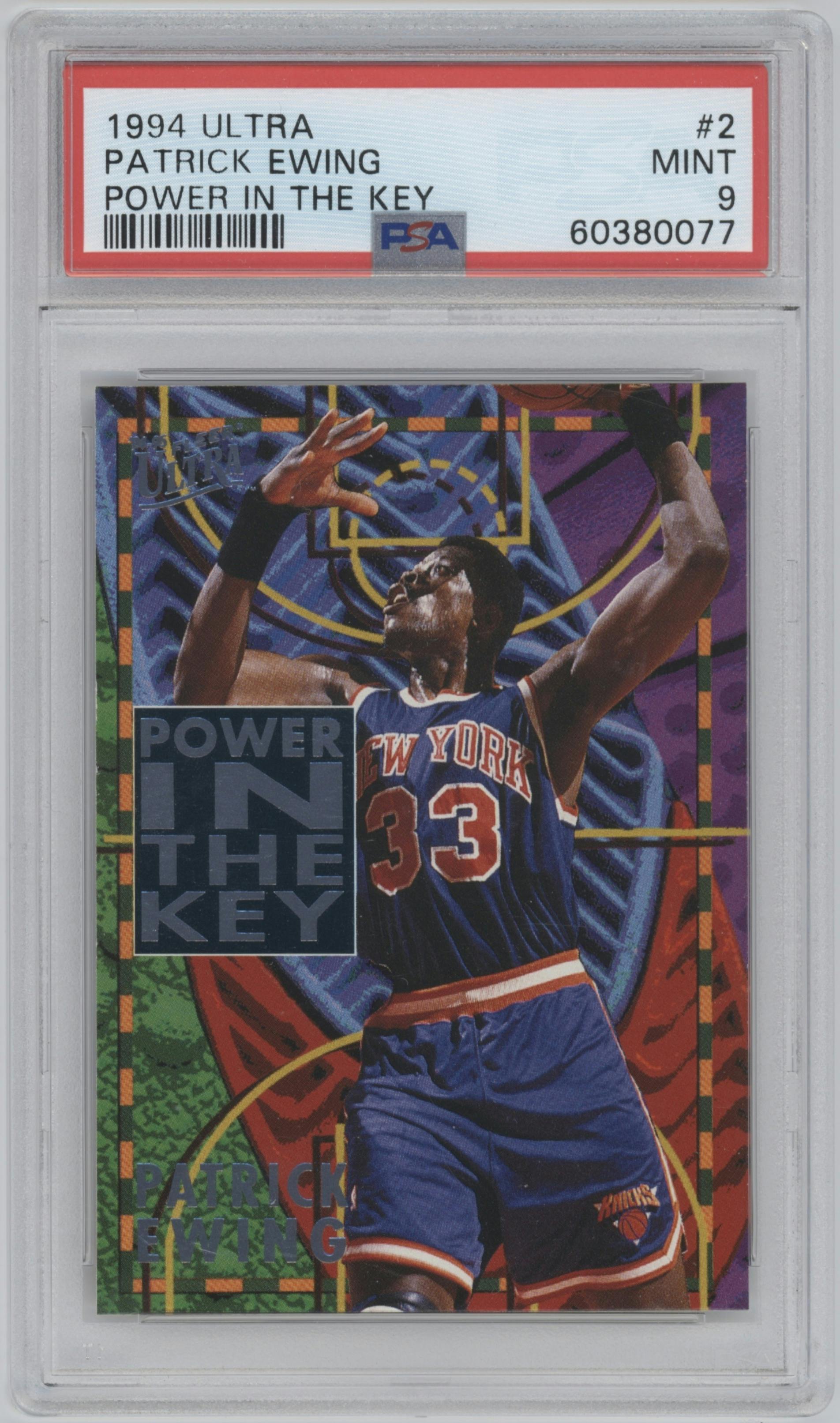 Patrick Ewing from the 1994-95 Ultra set graded by PSA and given an overall grade of 9.