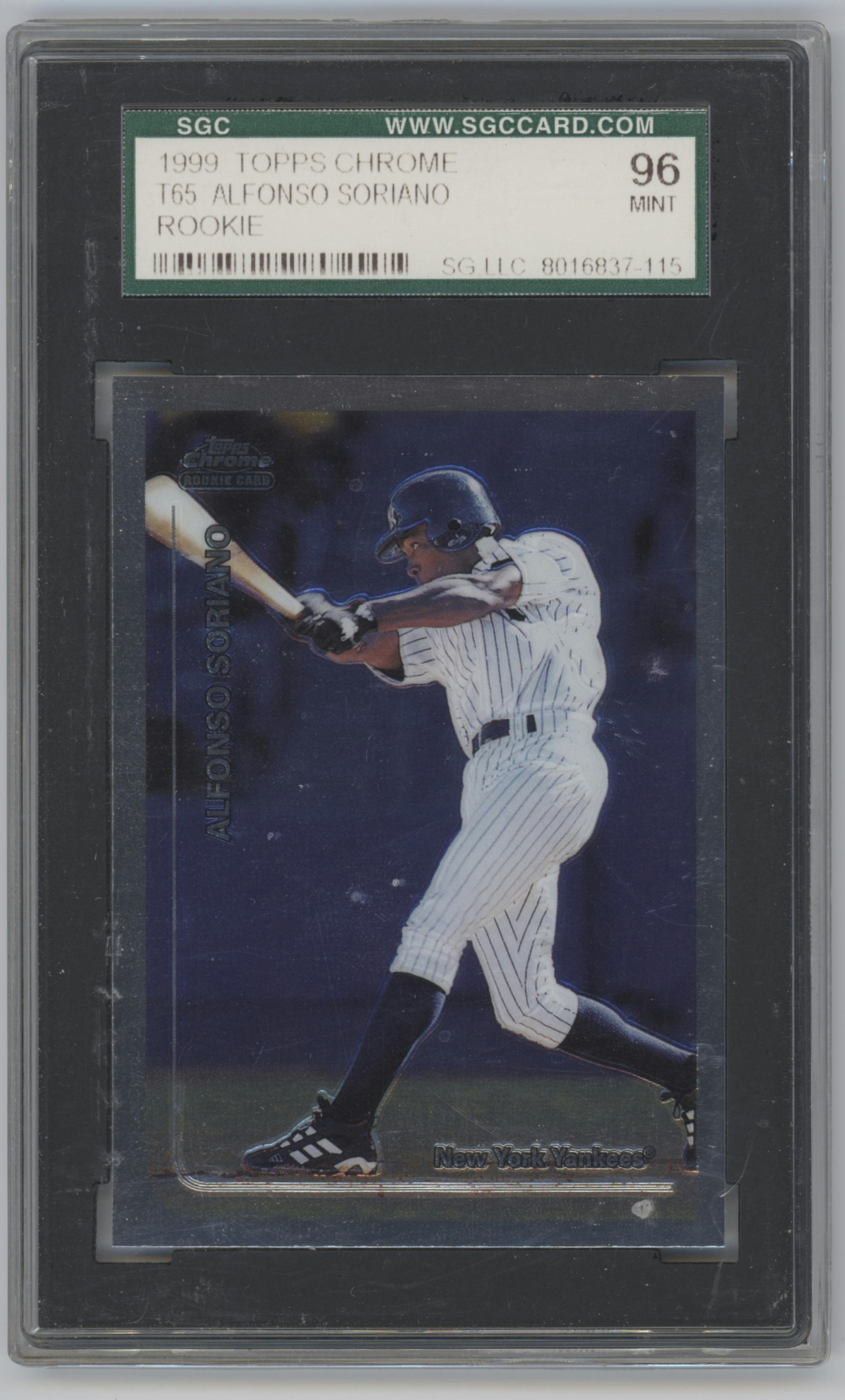 Alfonso Soriano from the 1999 Topps Traded set graded by SGC and given an overall grade of 96.
