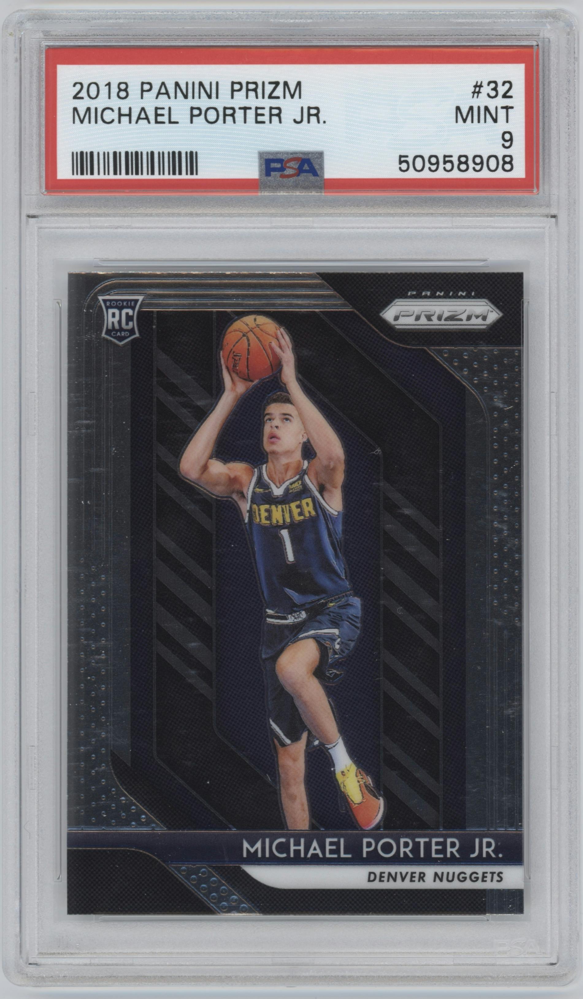 Michael Porter Jr. from the 2018-19 Panini Prizm set graded by PSA and given an overall grade of 9.