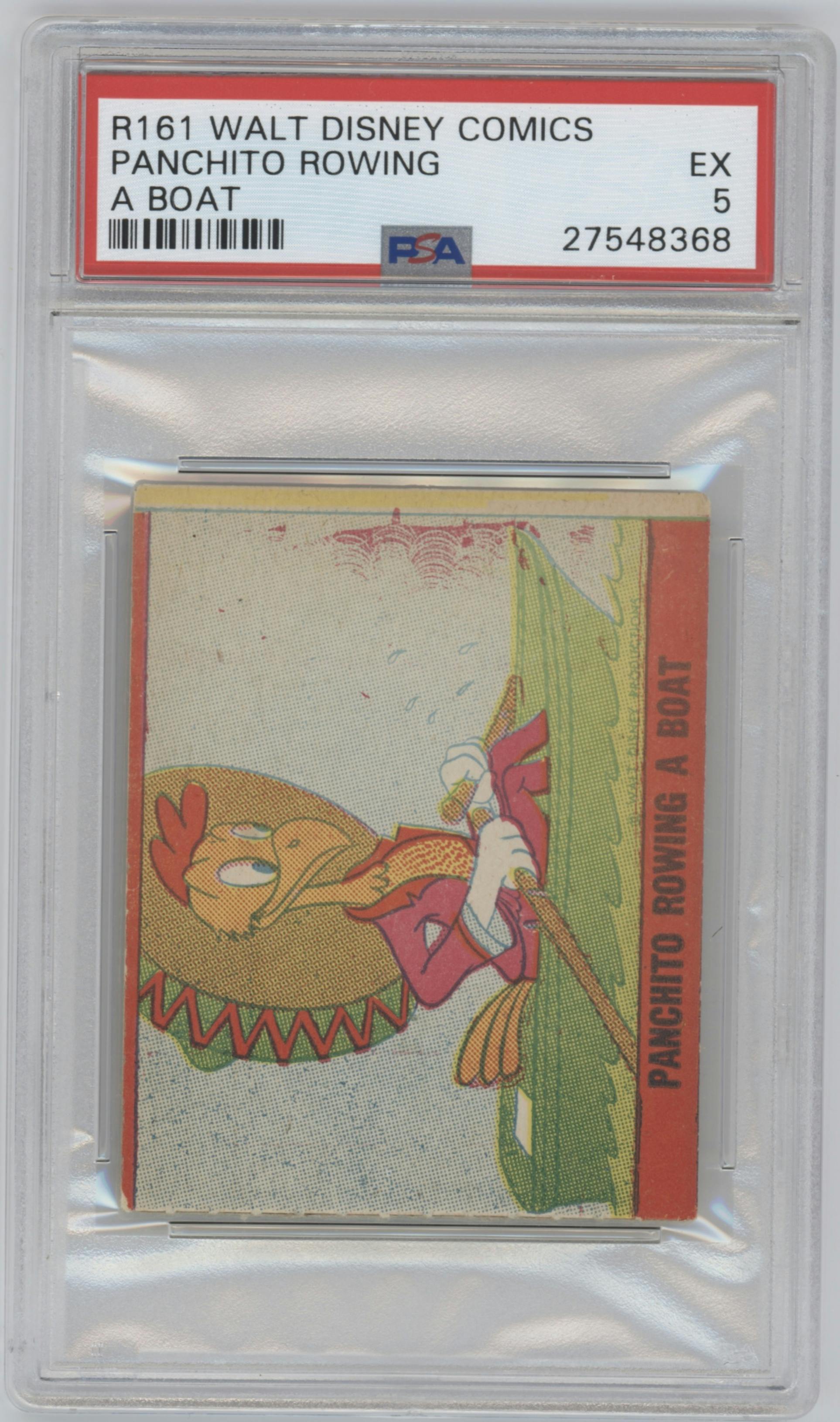 Panchito Rowing A Boat from the 1944 R161 Walt Disney Comics set graded by PSA and given an overall grade of 5.