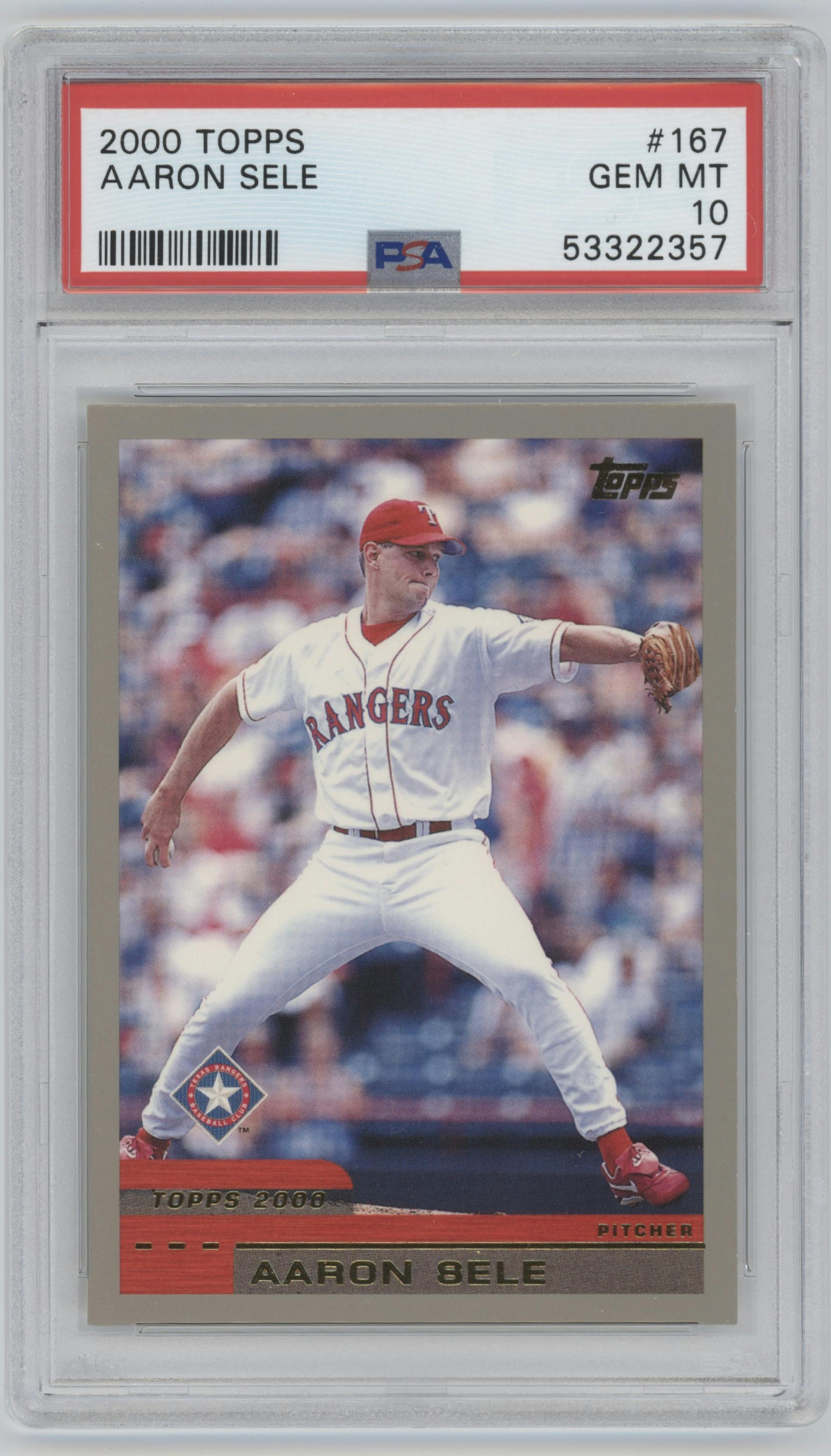 Aaron Sele from the 2000 Topps set graded by PSA and given an overall grade of 10.