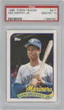 Ken Griffey, Jr. from the 1989 Topps Traded set graded by PSA and given an overall grade of 10.
