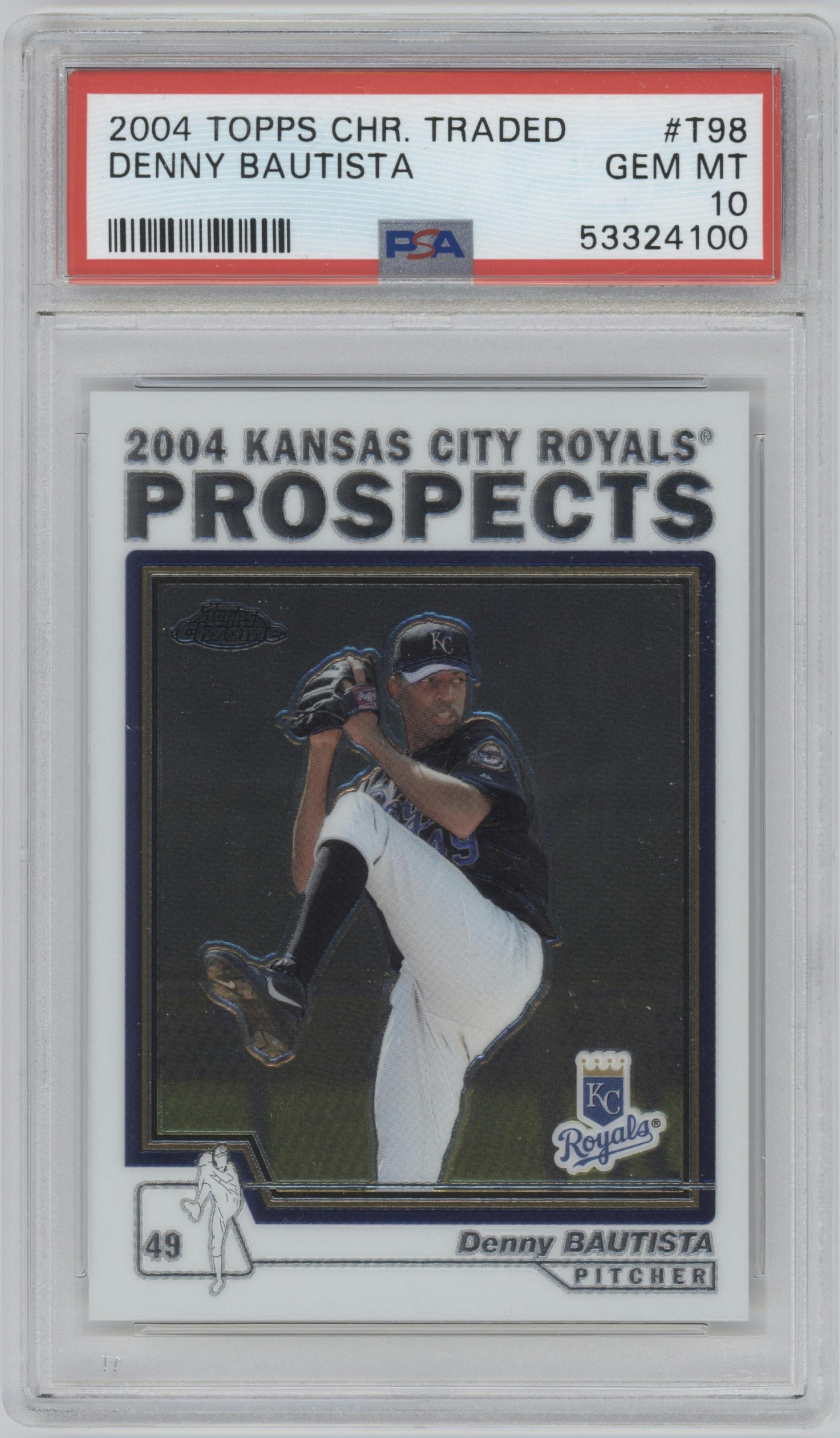 Denny Bautista from the 2004 Topps Traded & Rookies set graded by PSA and given an overall grade of 10.