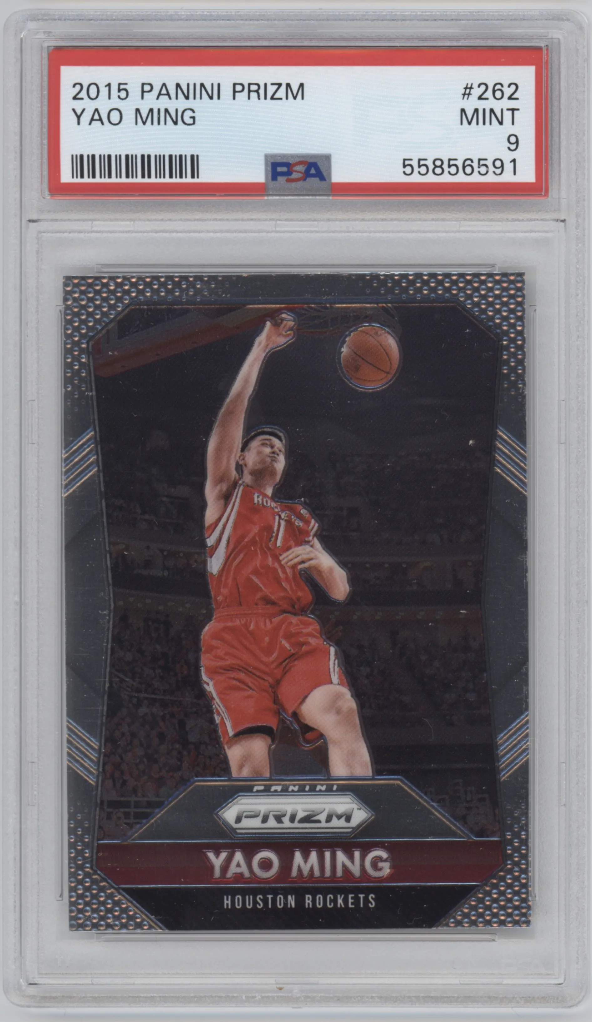 Yao Ming from the 2015-16 Panini Prizm  set graded by PSA and given an overall grade of 9.