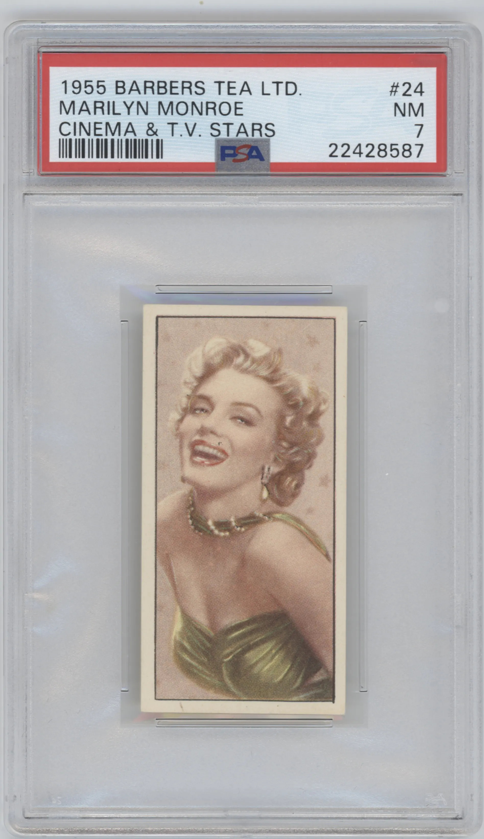 Marilyn Monroe from the 1955 Barbers Tea Cinema and Television Stars set graded by PSA and given an overall grade of 7.