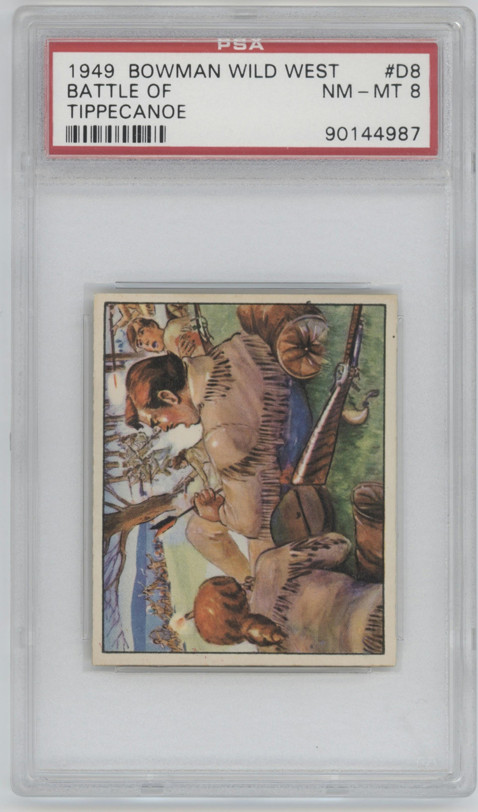 Battle of Tippecanoe from the 1949 Bowman Wild West Trading set graded by PSA and given an overall grade of 8.