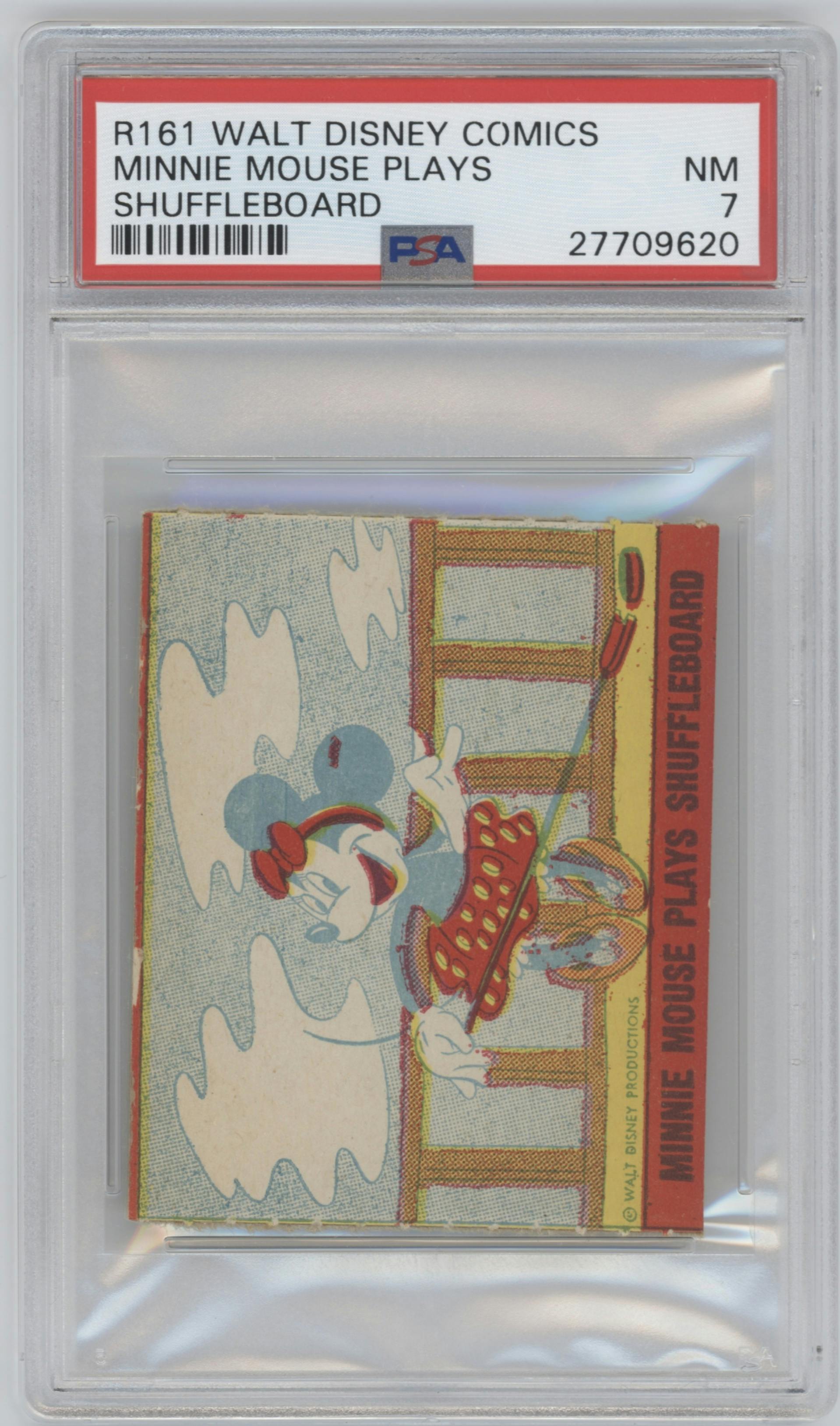 Minnie Mouse Plays Shuffleboard from the 1944 R161 Walt Disney Comics set graded by PSA and given an overall grade of 7.