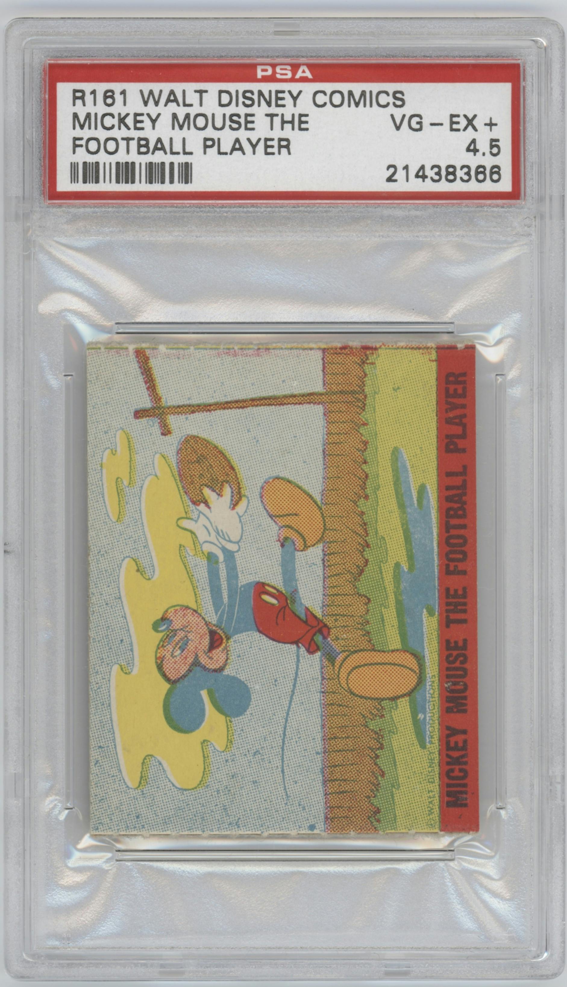 Mickey Mouse The Football Player from the 1944 R161 Walt Disney Comics set graded by PSA and given an overall grade of 4.5.