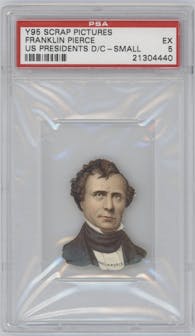 Franklin Pierce from the 1888 Y95 Scrap Pictures set featuring a Die Cut parallel graded by PSA and given an overall grade of 5.