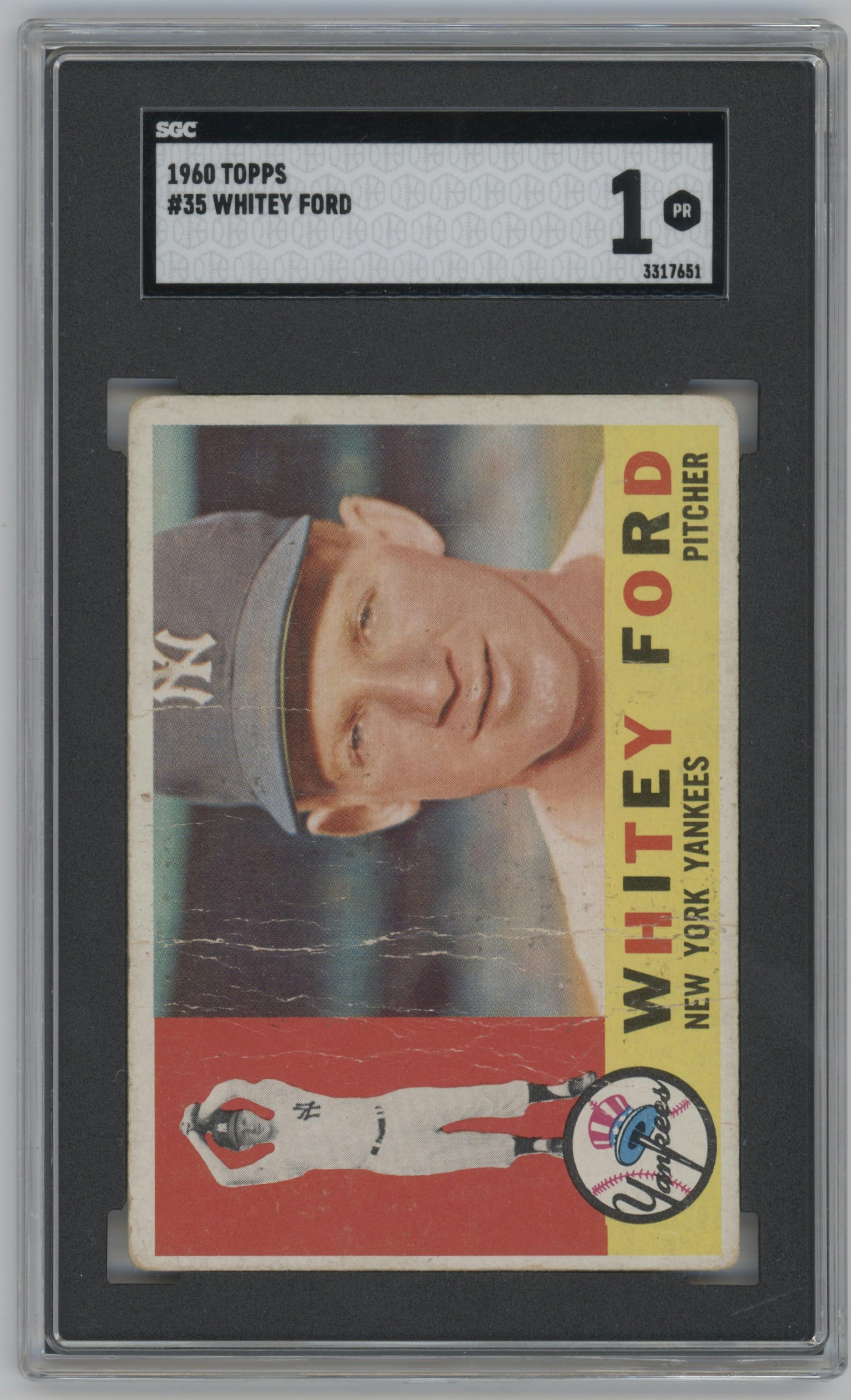 Whitey Ford  from the 1960 Topps set graded by SGC and given an overall grade of 1.