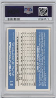 Jeff Newman from the 1982 Donruss set graded by PSA and given an overall grade of 10.