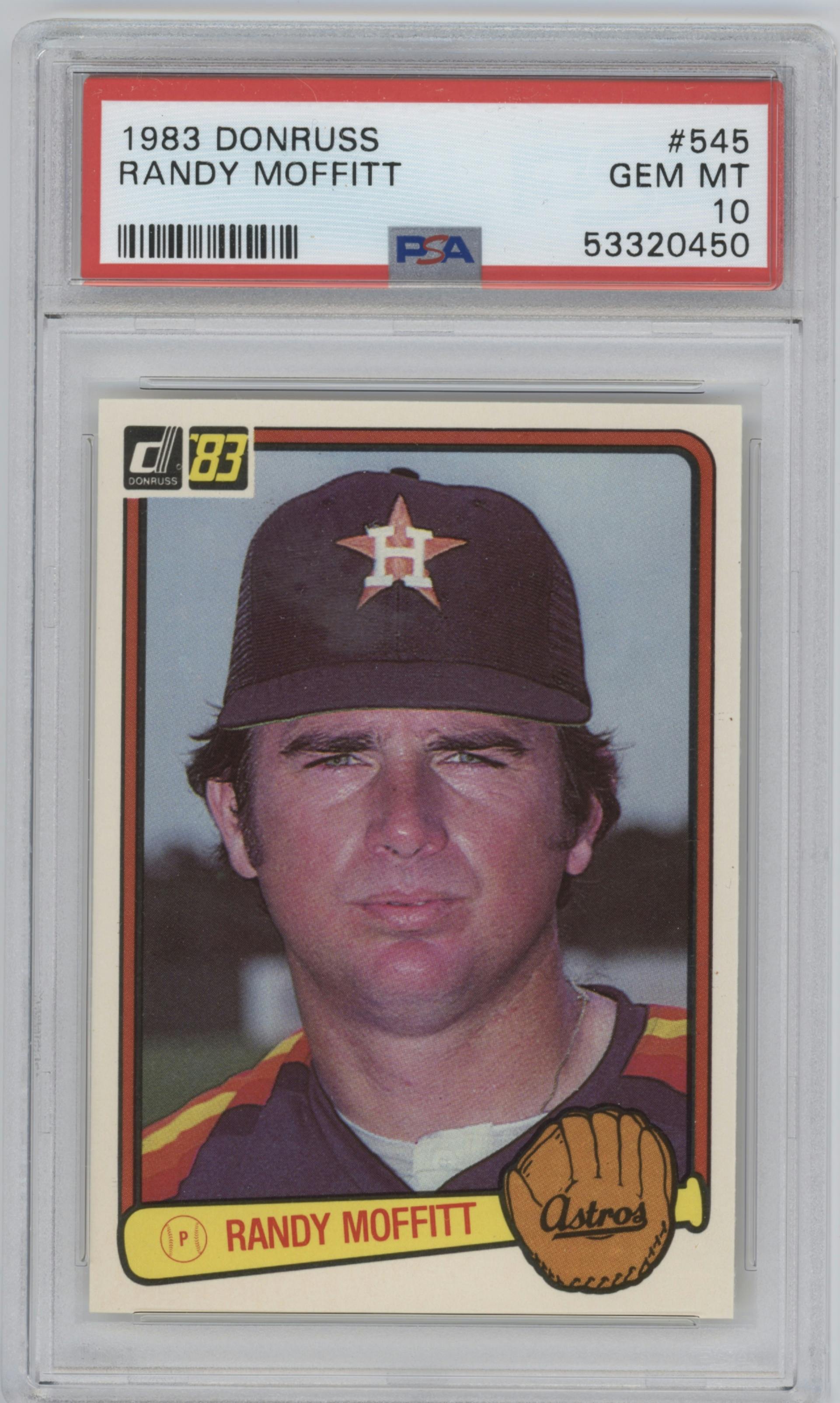 Randy Moffitt from the 1983 Donruss set graded by PSA and given an overall grade of 10.
