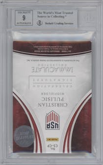 Christian Pulisic from the 2017 Panini Immaculate Collection set featuring a White Box parallel graded by Beckett and given an overall grade of 8.5.