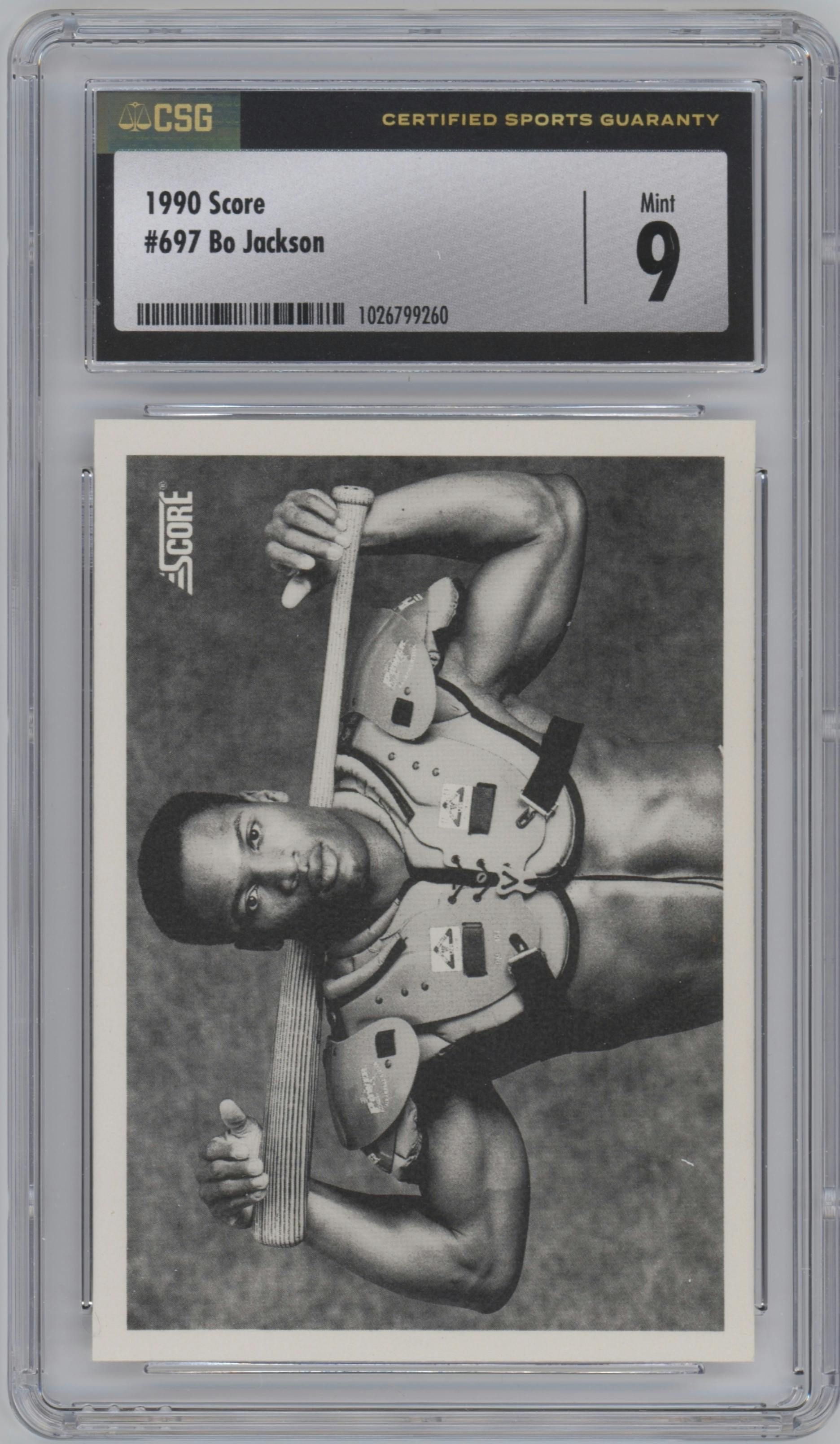 Bo Jackson  from the 1990 Score set graded by CSG and given an overall grade of 9.