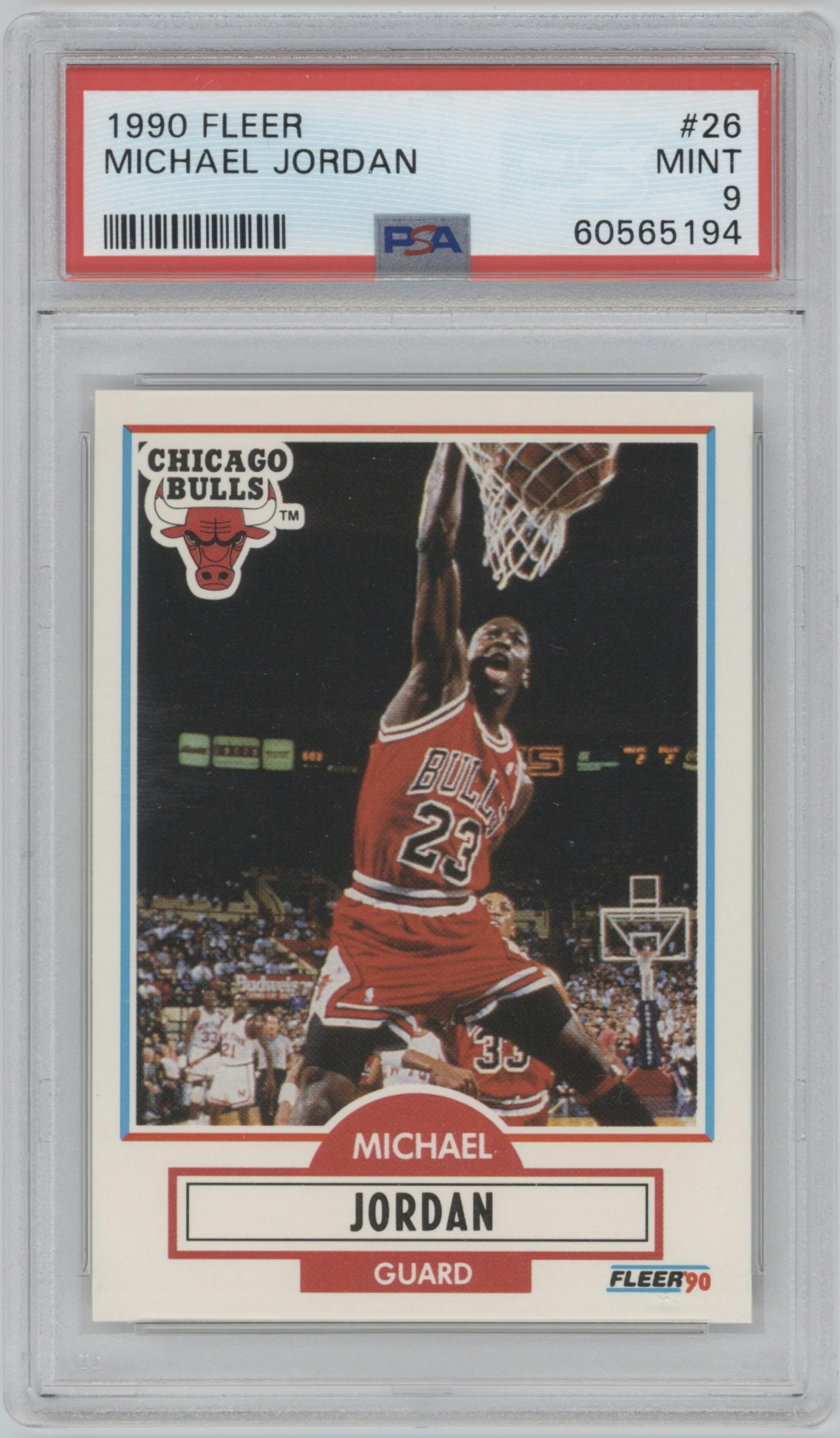 Michael Jordan from the 1990-91 Fleer set graded by PSA and given an overall grade of 9.