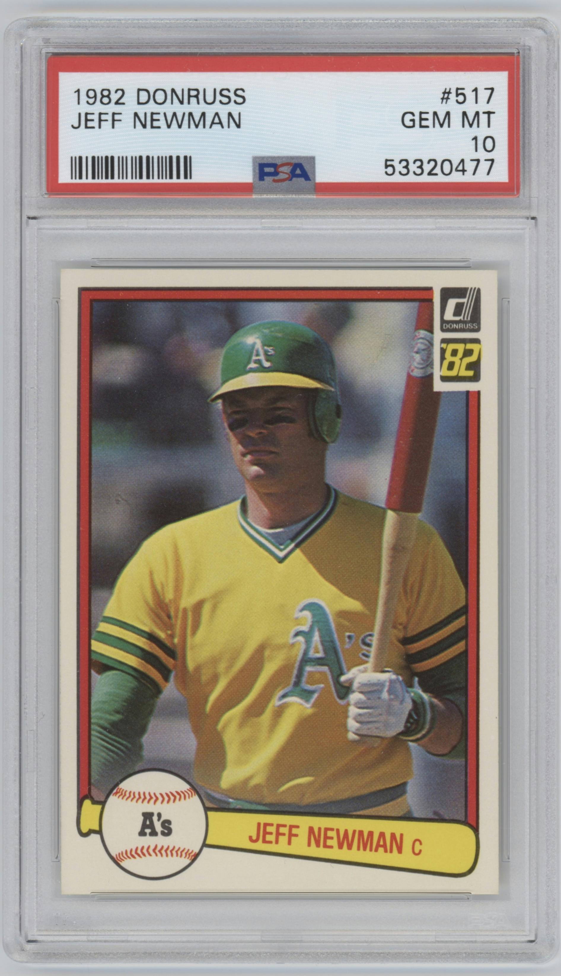 Jeff Newman from the 1982 Donruss set graded by PSA and given an overall grade of 10.