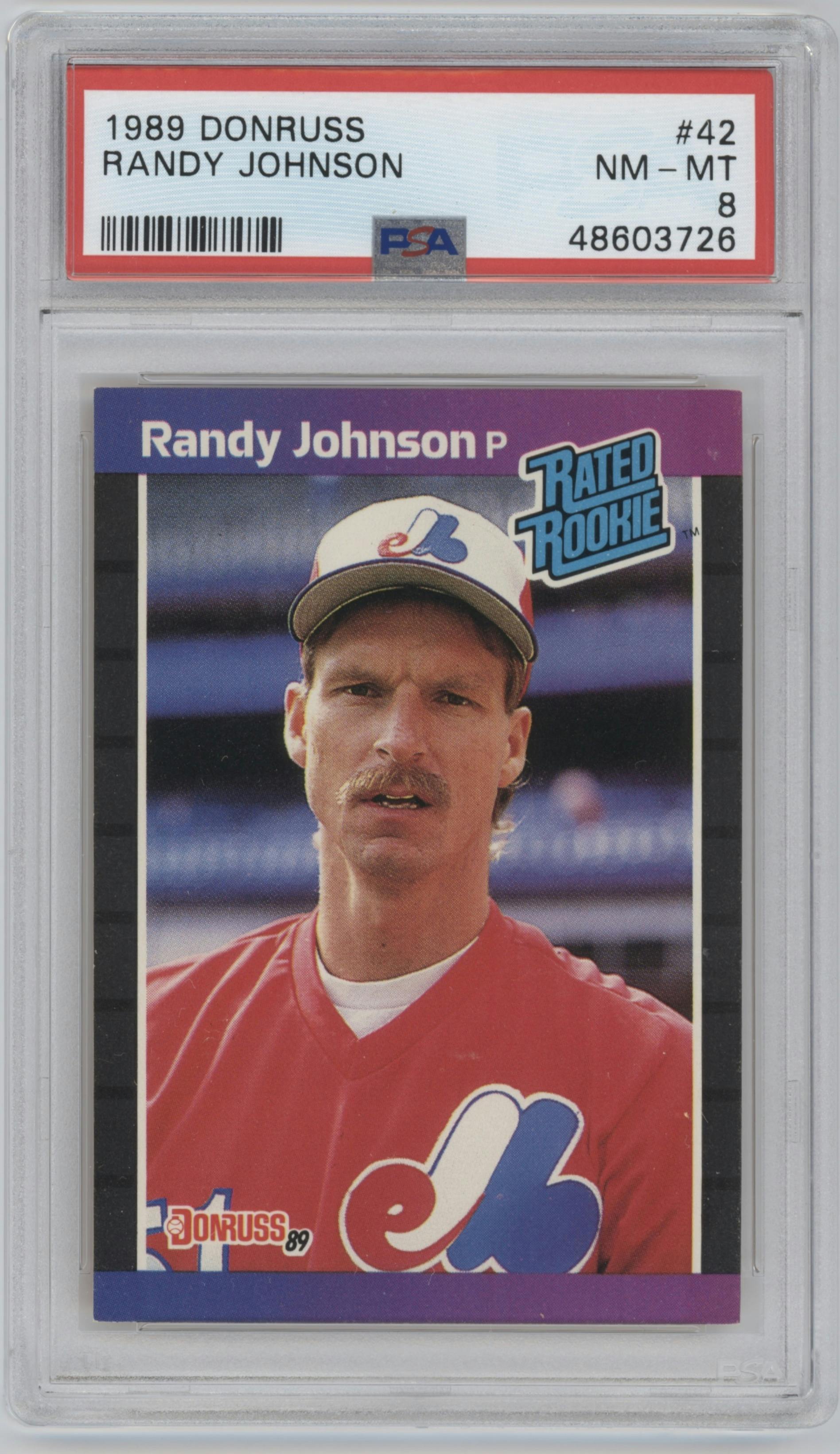 Randy Johnson from the 1989 Donruss set graded by PSA and given an overall grade of 8.