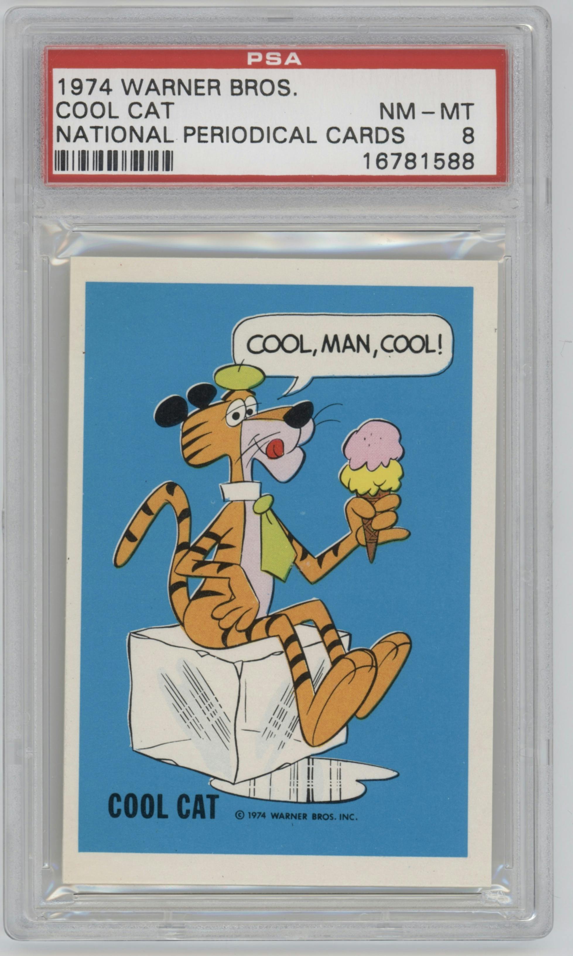 Cool Cat from the 1974 Warner Bros. set graded by PSA and given an overall grade of 8.