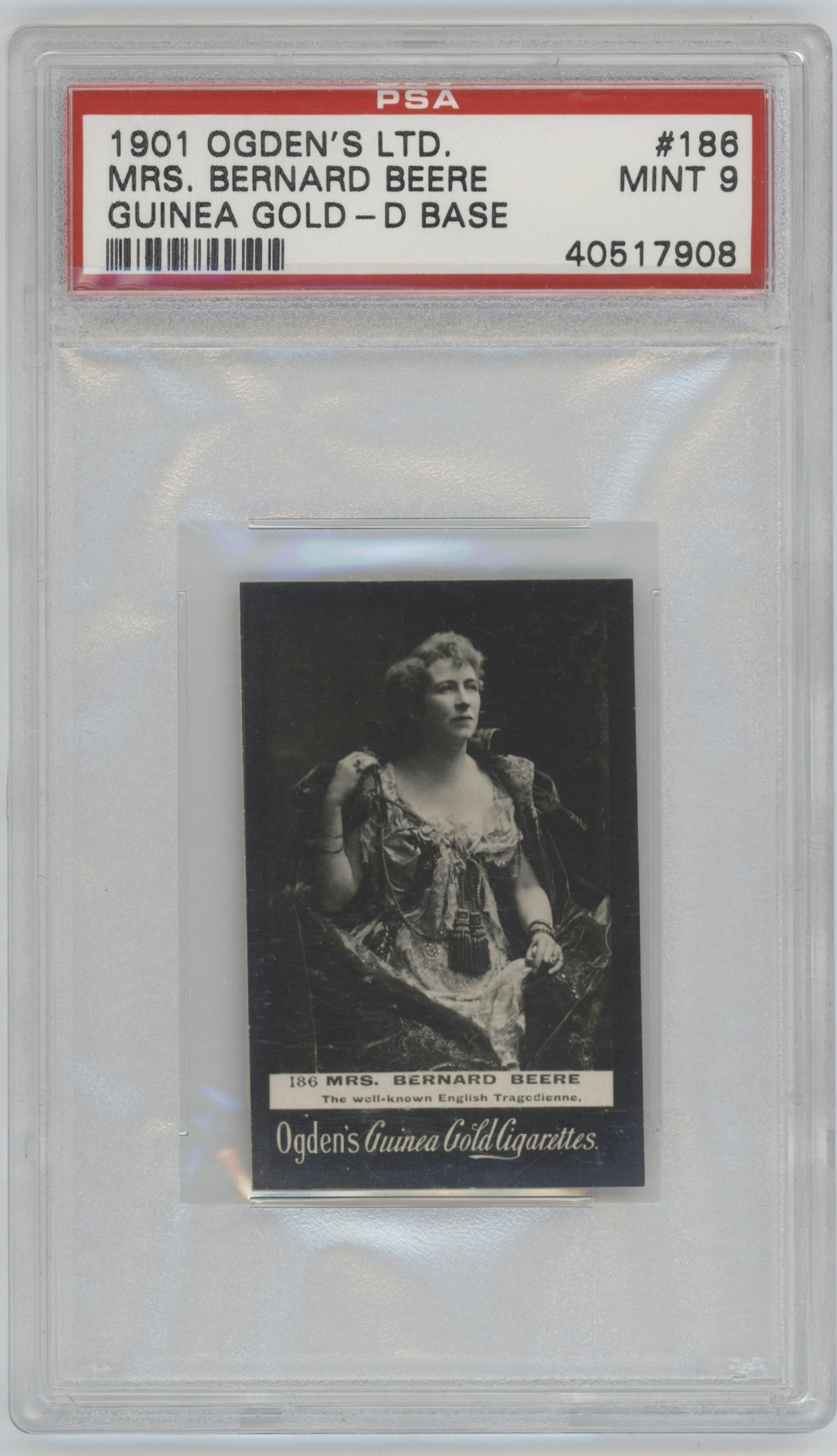 Mrs. Bernard Beere from the 1901 Ogden’s LTD. set graded by PSA and given an overall grade of 9.