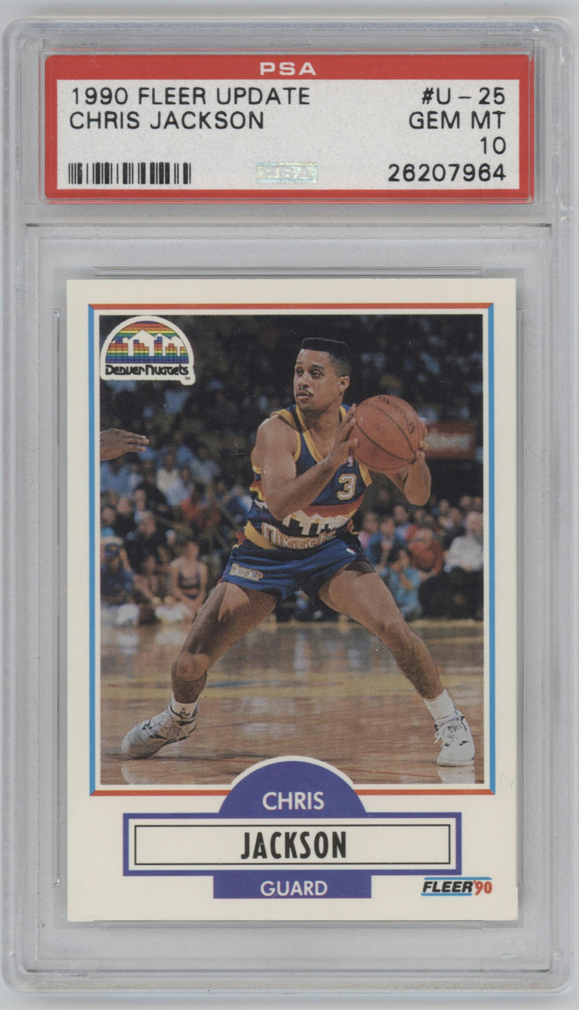 Chris Jackson from the 1990-91 Fleer Update set graded by PSA and given an overall grade of 10.