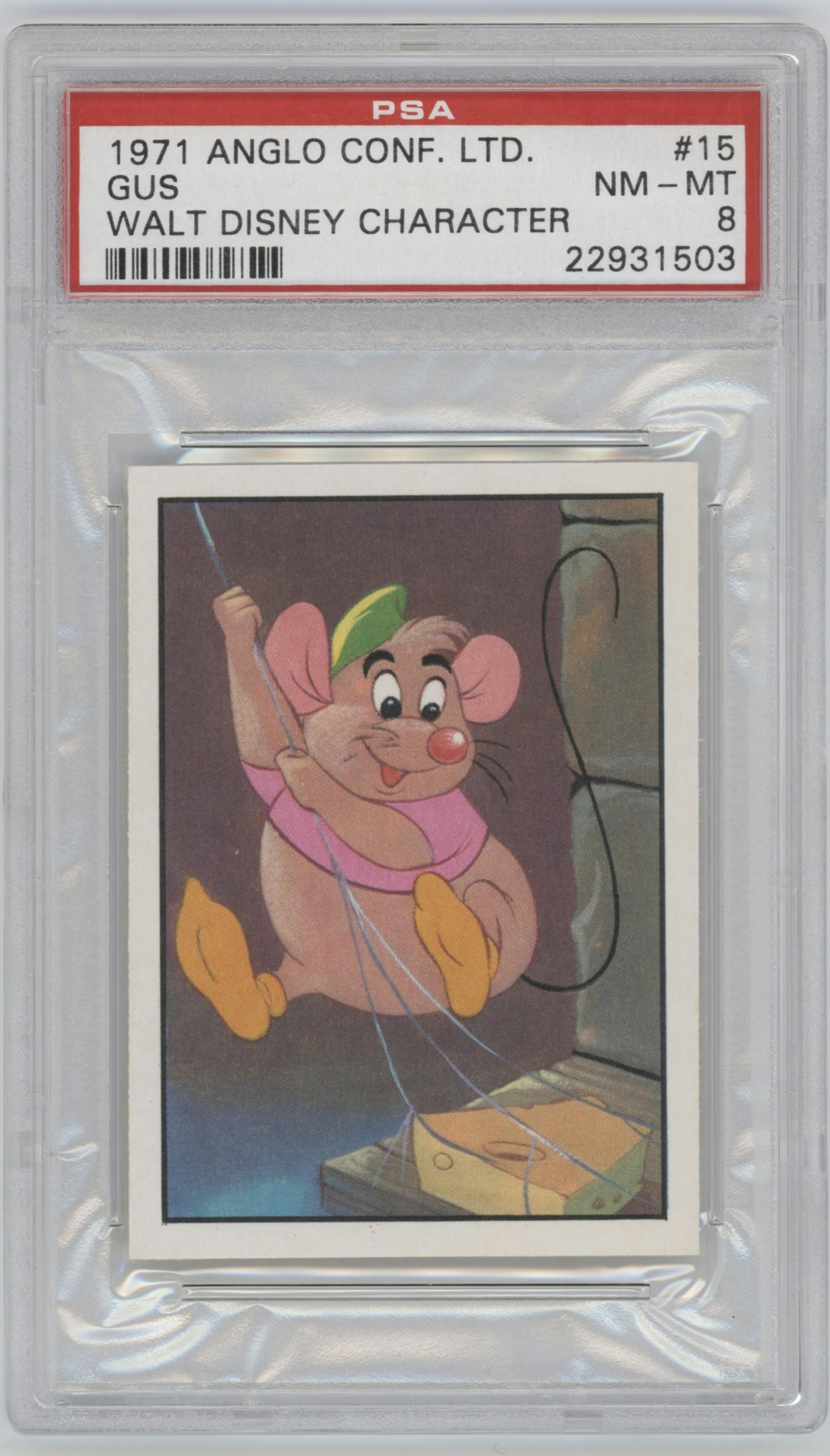 Gus from the 1971 Anglo Confectionery Ltd. Walt Disney Character set graded by PSA and given an overall grade of 8.