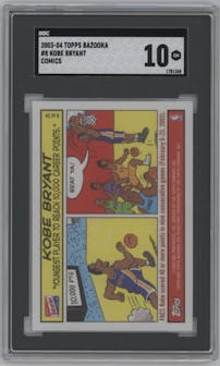 Kobe Bryant from the 2003-04 Topps Bazooka set graded by SGC and given an overall grade of 10.