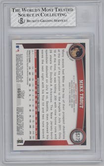 Mike Trout  from the 2011 Topps Update Series Baseball set featuring a Black parallel graded by Beckett and given an overall grade of 7.5.