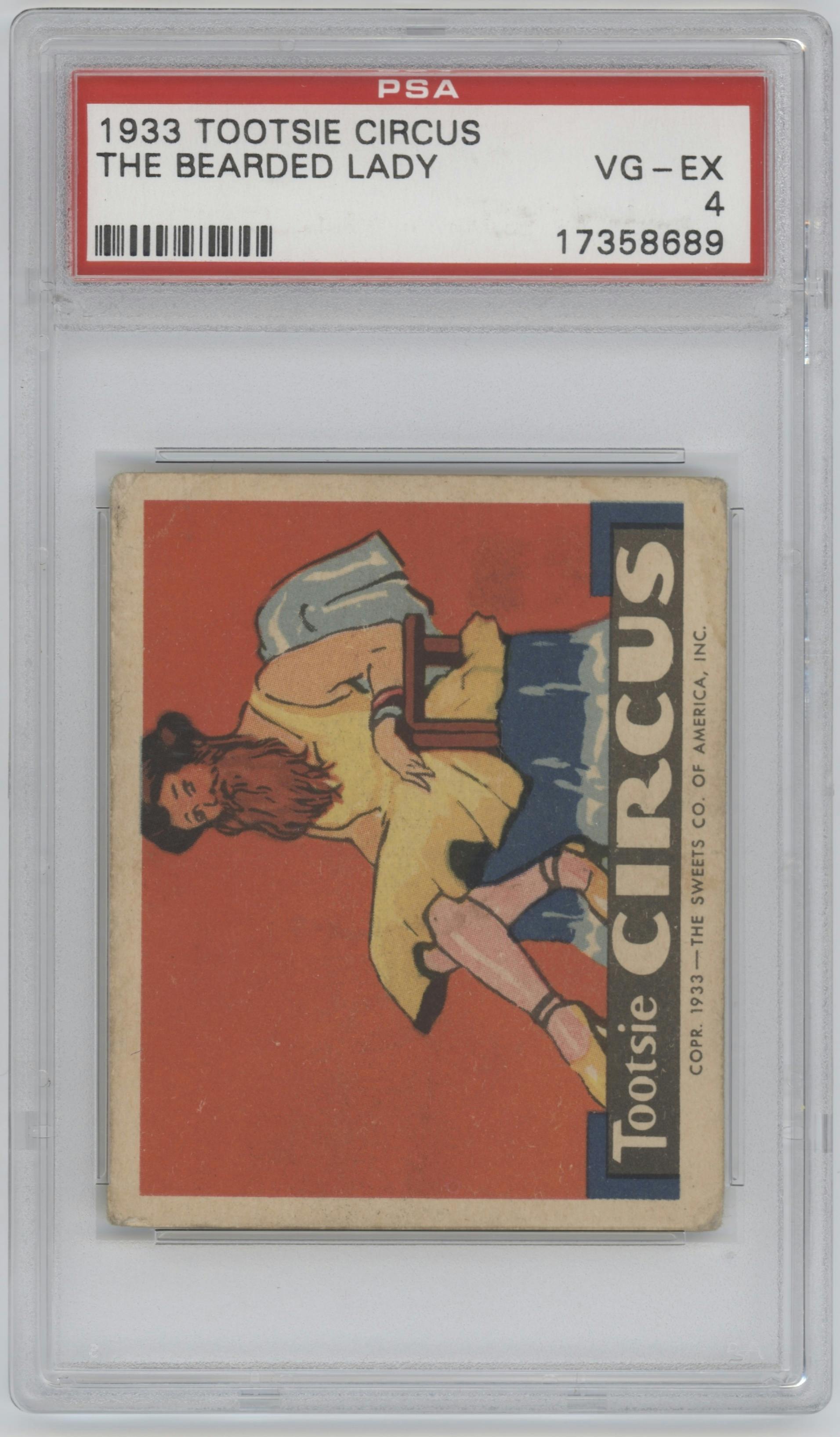The Bearded Lady from the 1933 Tootsie Circus set graded by PSA and given an overall grade of 4.