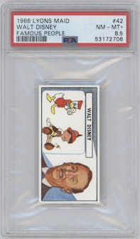 Walt Disney from the 1966 Lyons Maid Famous People set graded by PSA and given an overall grade of 8.5.