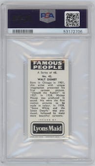 Walt Disney from the 1966 Lyons Maid Famous People set graded by PSA and given an overall grade of 8.5.